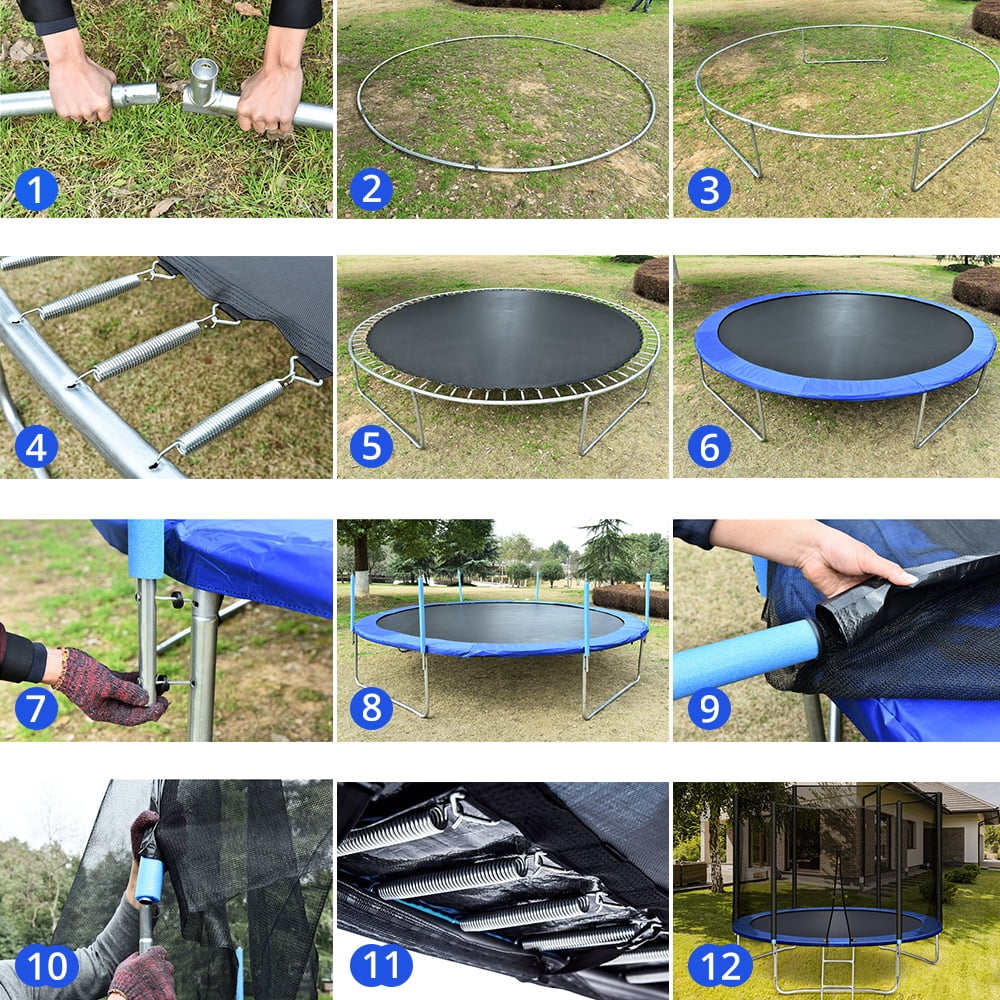 Inolait 10 ft Trampoline, with Enclosure and Wind Stakes, Blue - Image 6