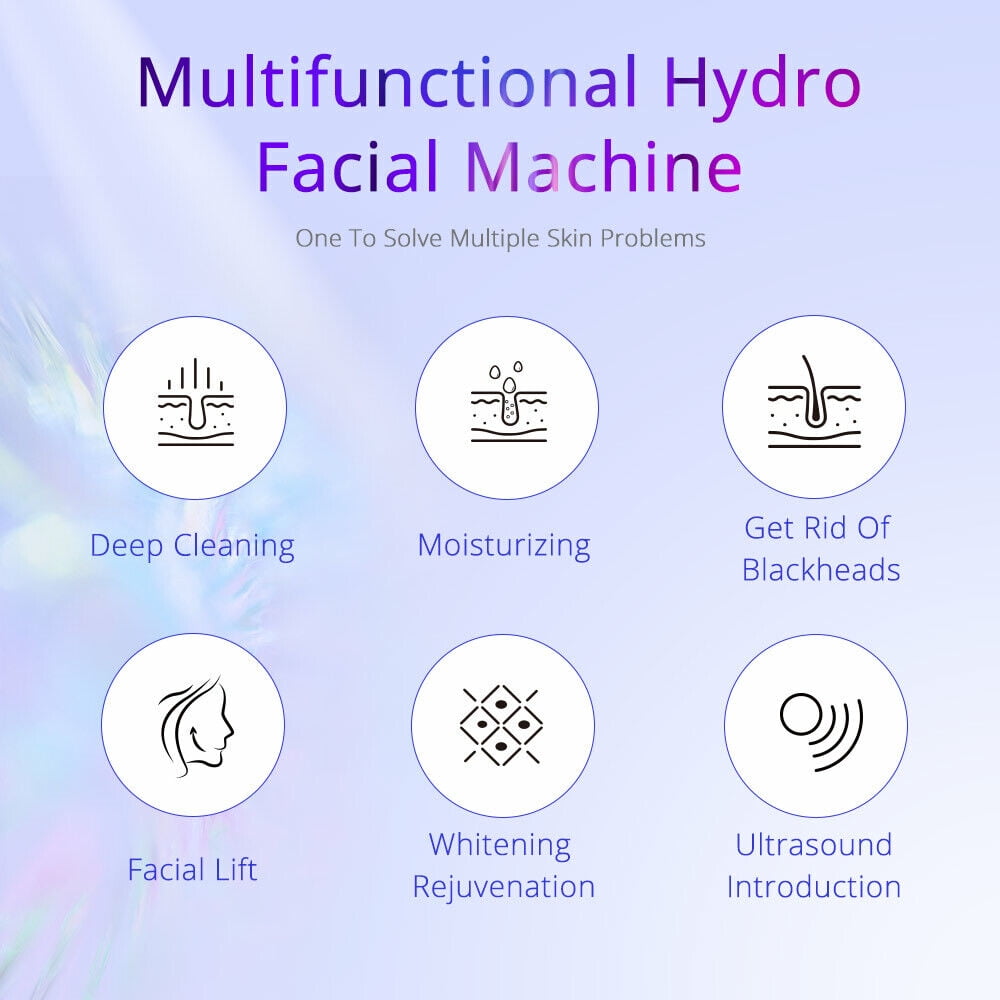 Ouwald Hydro Dermabrasion Facial Machine 6 in 1 Multifunctional Hydrogen Oxygen Facial Hydro Machine Microcurrent Hot Cold Skin Care Microdermabrasion Beauty Machine Blackhead Remove - Image 10