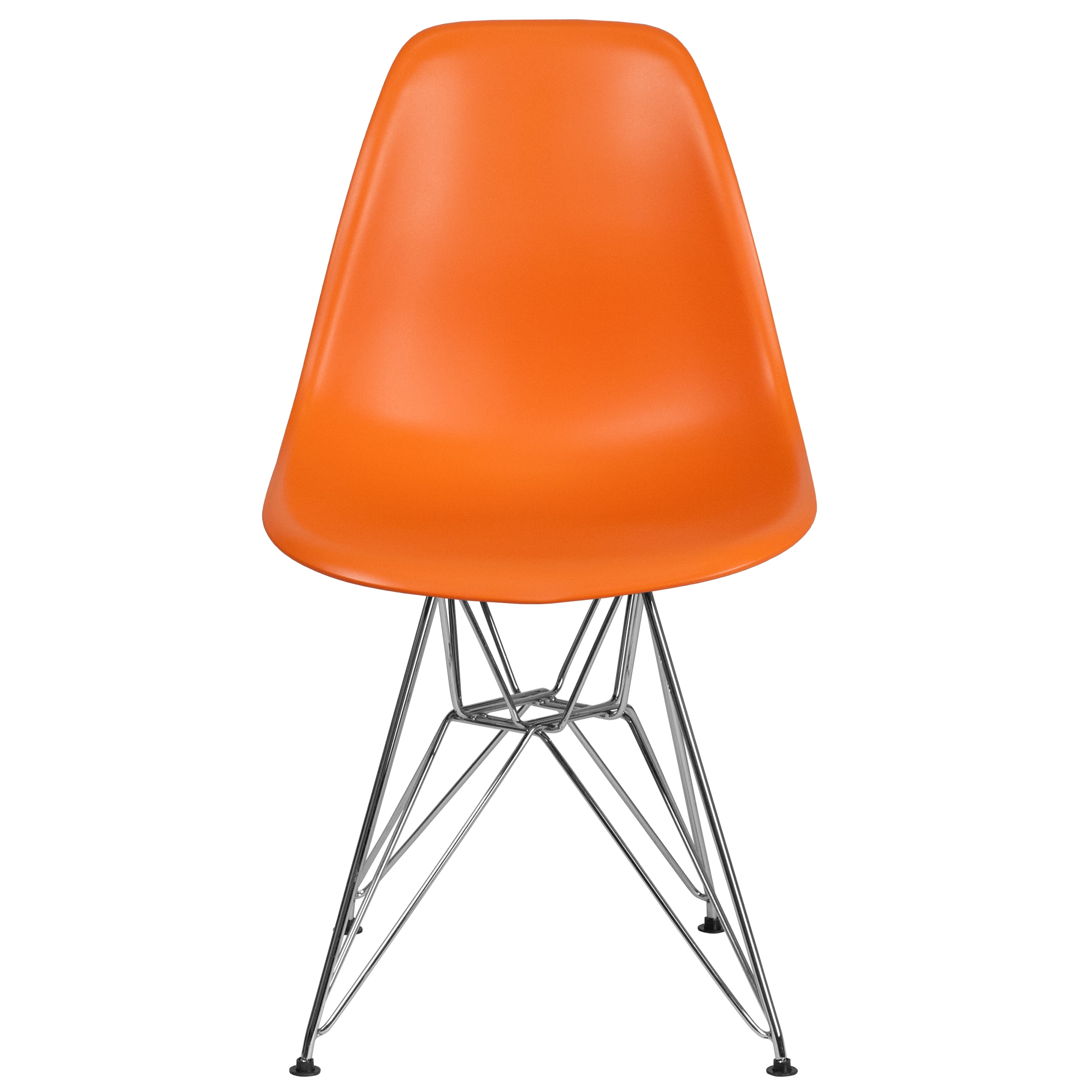 Flash Furniture 2 Pk. Elon Series Orange Plastic Chair with Chrome Base - Image 3