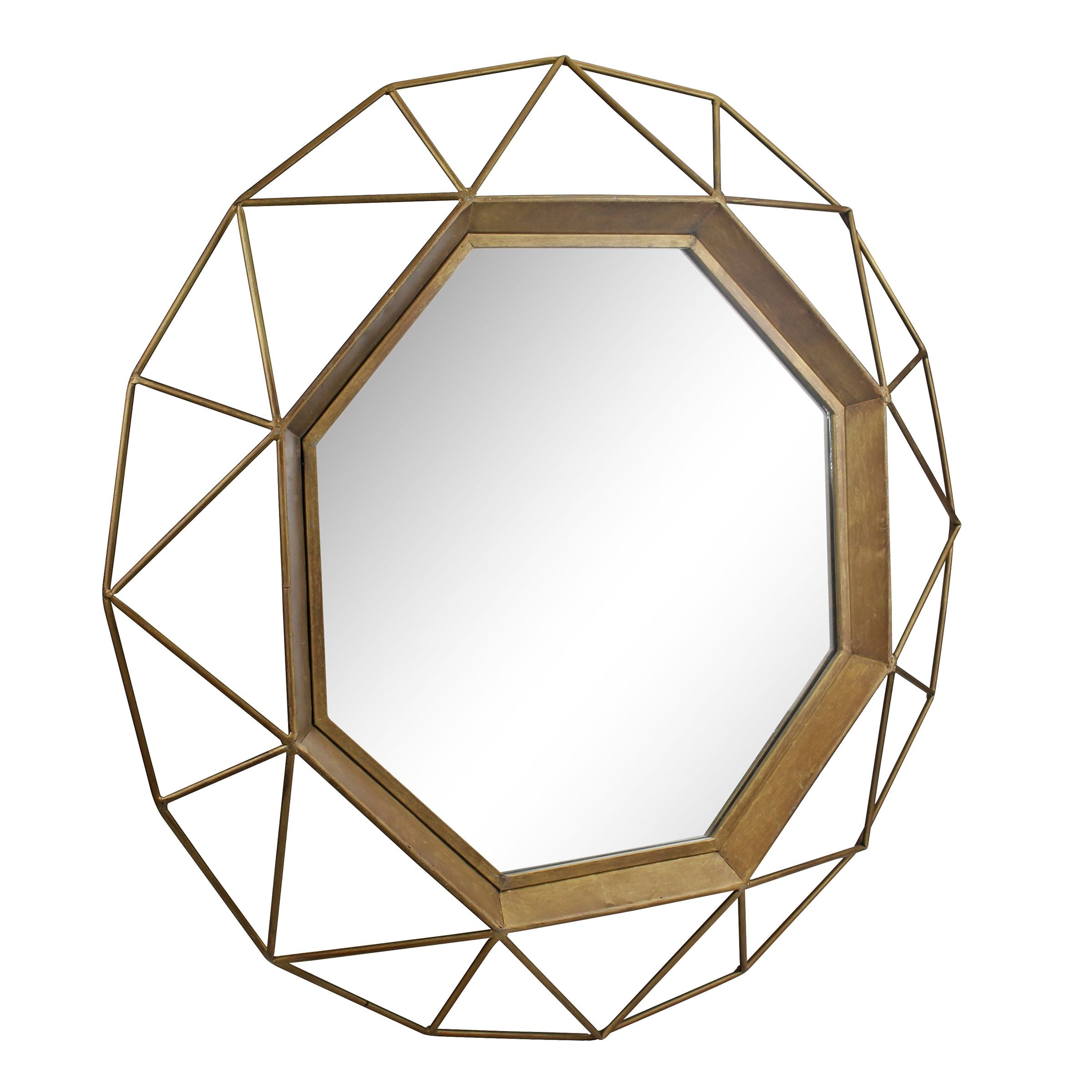 Stonebriar Collection 28.3" Gold Modern Geometric Metal Wall Mirror - Image 5