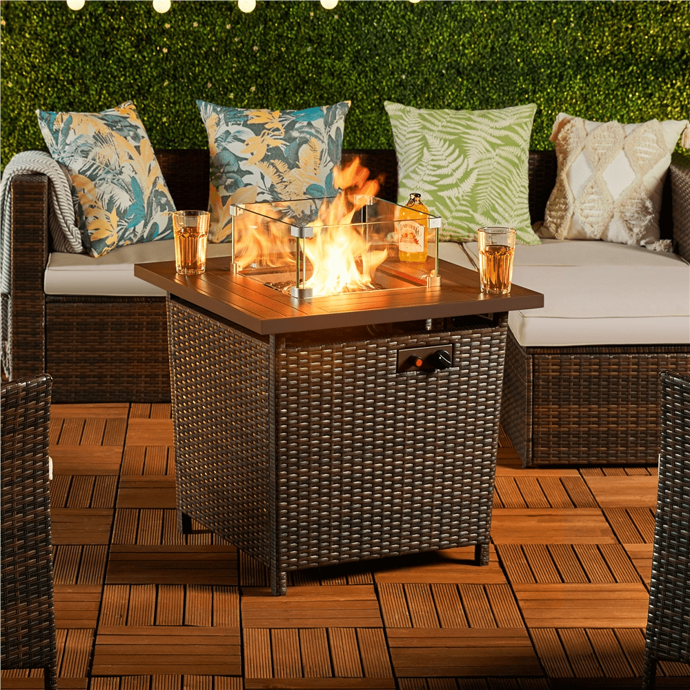 Alden Design 15″ Square Tempered Glass Wind Guard for Outdoor Fire Pit Table, Clear - Image 7