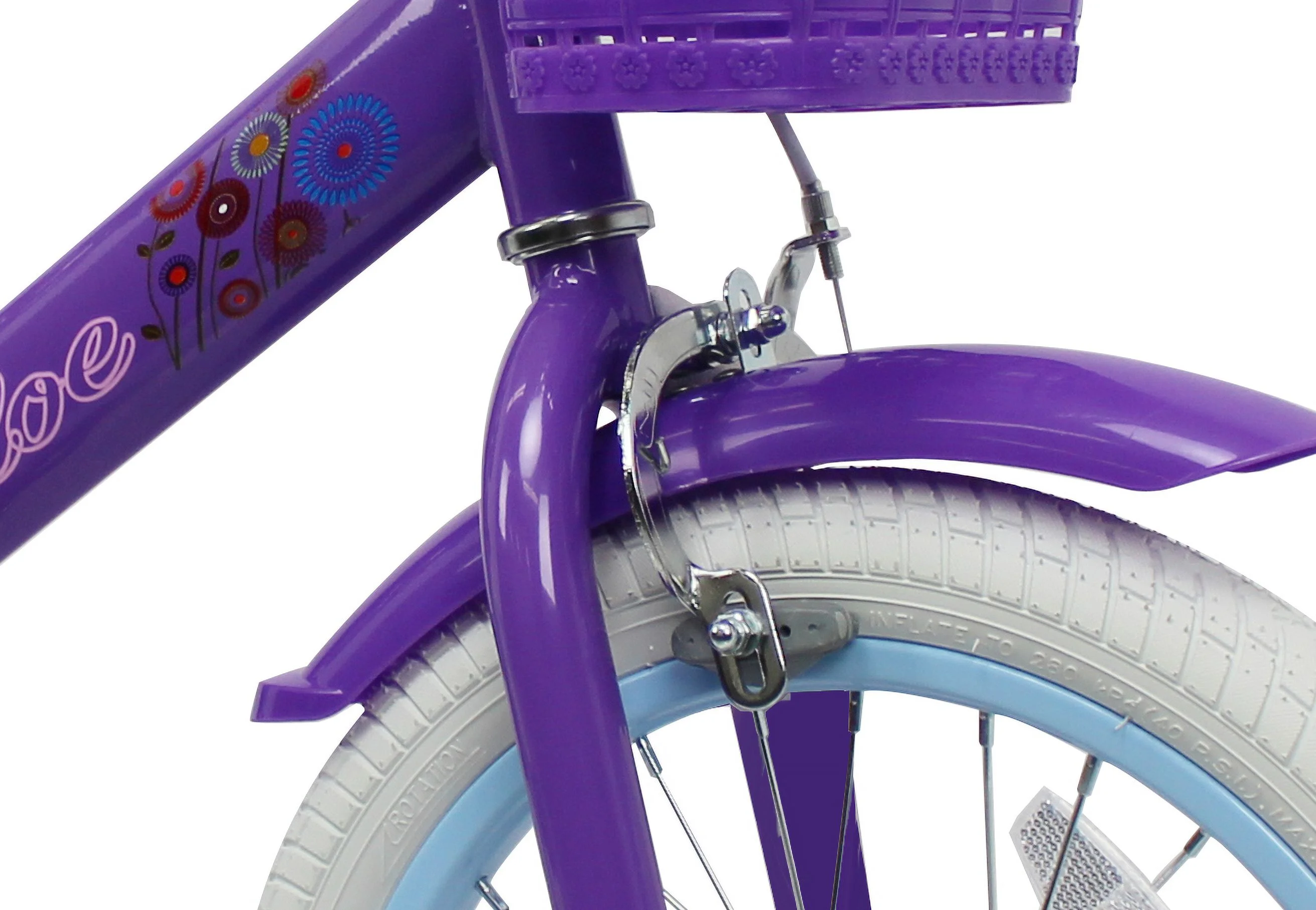 Micargi 16" inch Girl Kids Bike with Basket Girls with Training Wheels 4 5 6 7 Year Princess Toddler Purple - Image 2