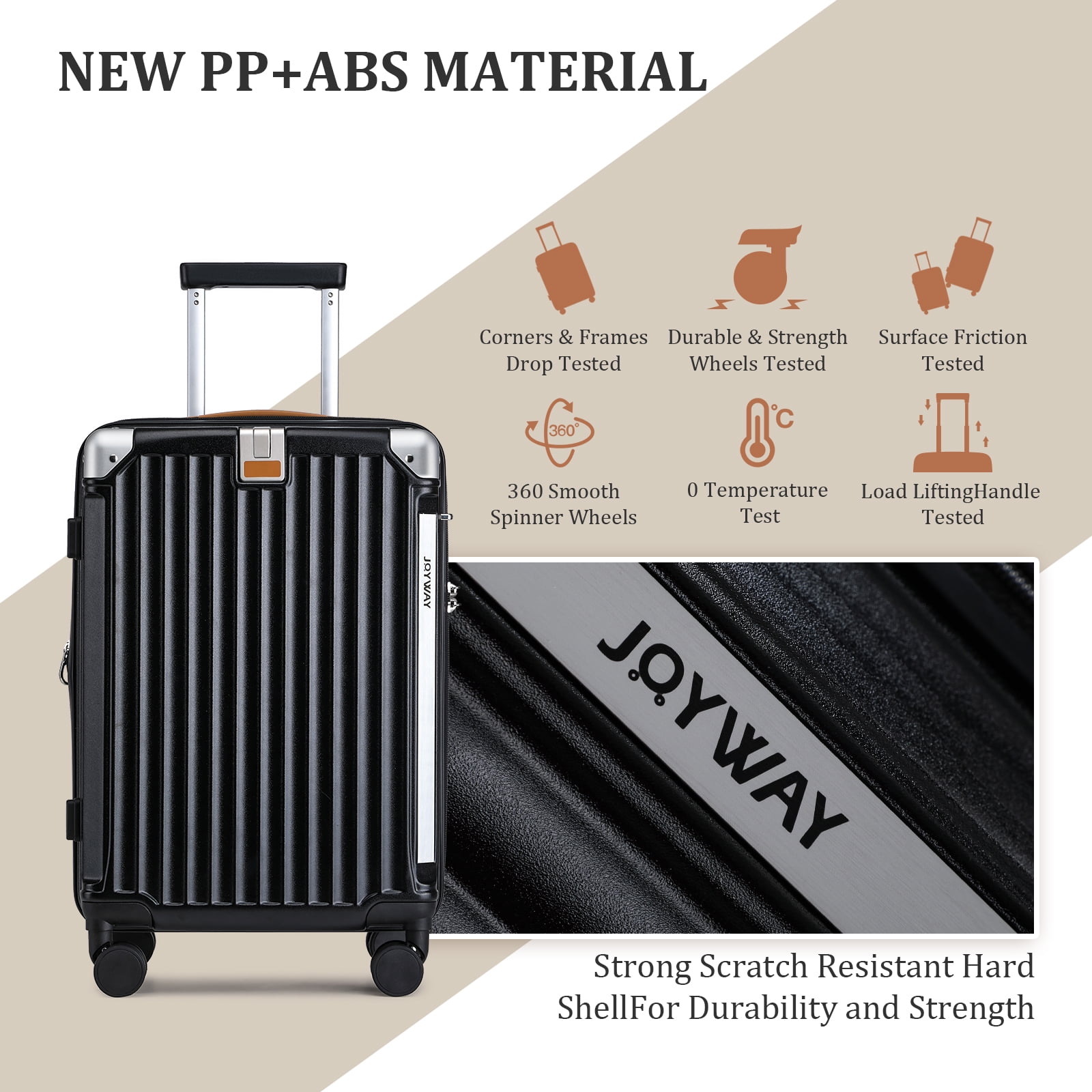 Joyway Luggage Sets Expandable Hard 20 inch Carry-on Luggage USB Port Cup Holder TSA Lock Suitcase - Image 5