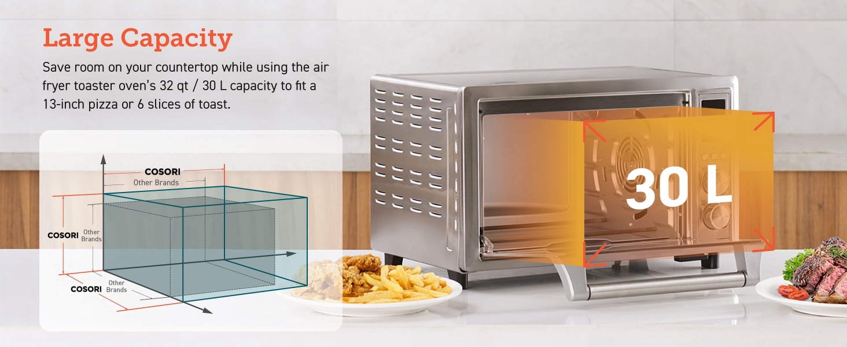 COSORI 32Qt / 30L Smart Air Fryer Toaster Oven, XL Large Capacity, 11 Presets, Rotisserie, Dehydrator, Works with Alexa, Sliver, Bonus Wire Rack - Image 7