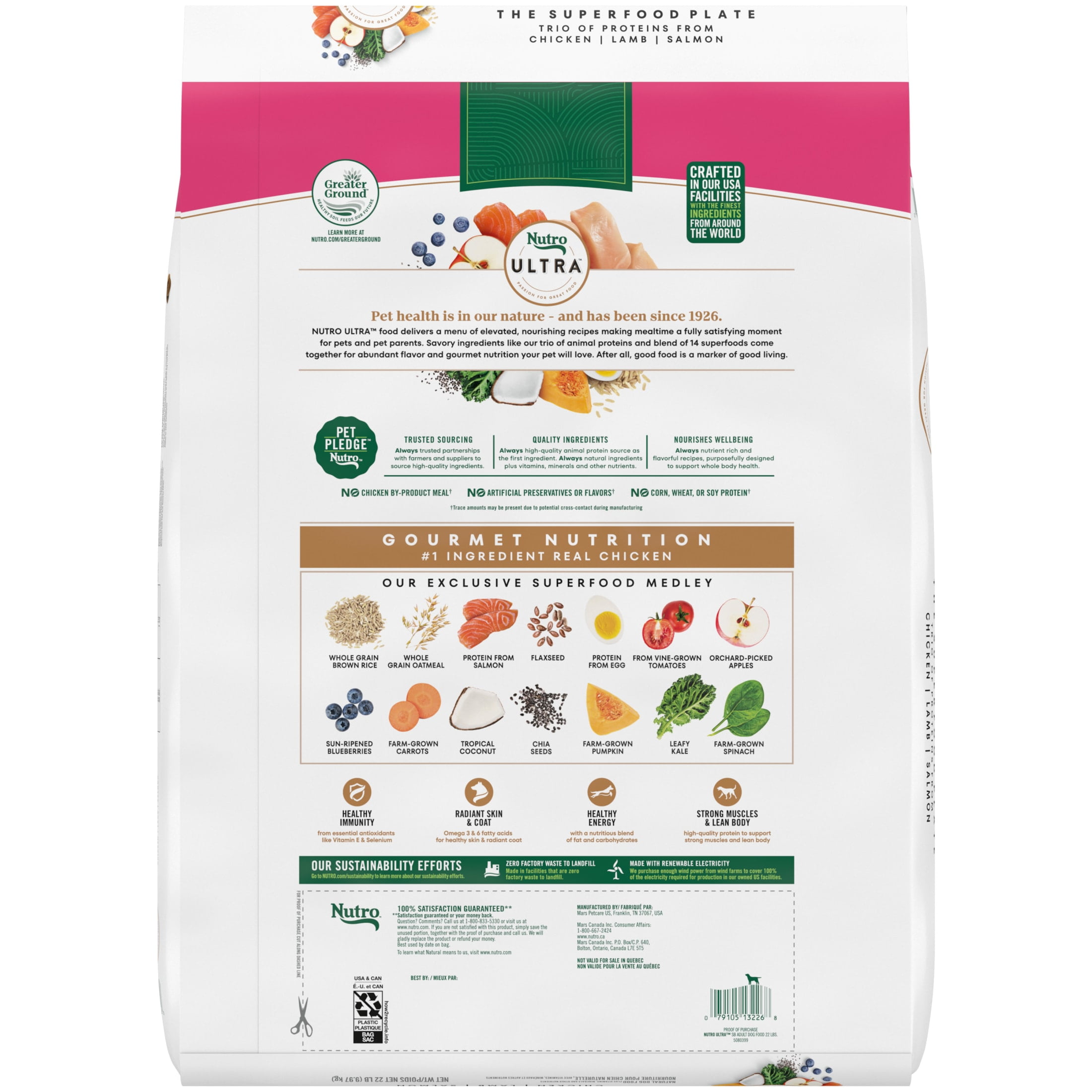 Nutro Ultra Adult Small Breed Dry Dog Food, Chicken, Lamb and Salmon Protein Trio, 22 lb Bag - Image 10