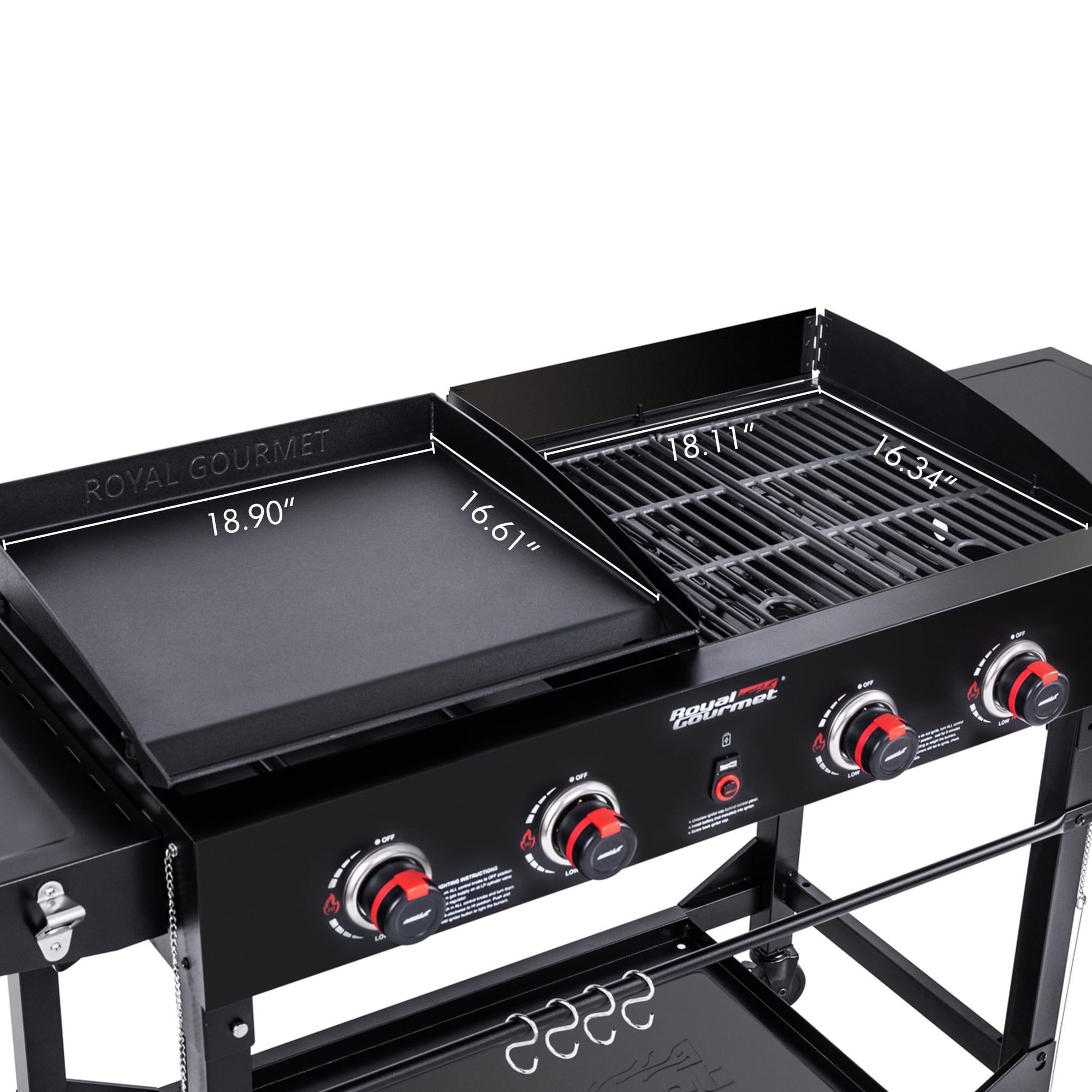 Royal Gourmet 4-Burner GD402 Portable Flat Top Gas Grill and Griddle Combo with Folding Legs, 48,000 BTU, Black - Image 5