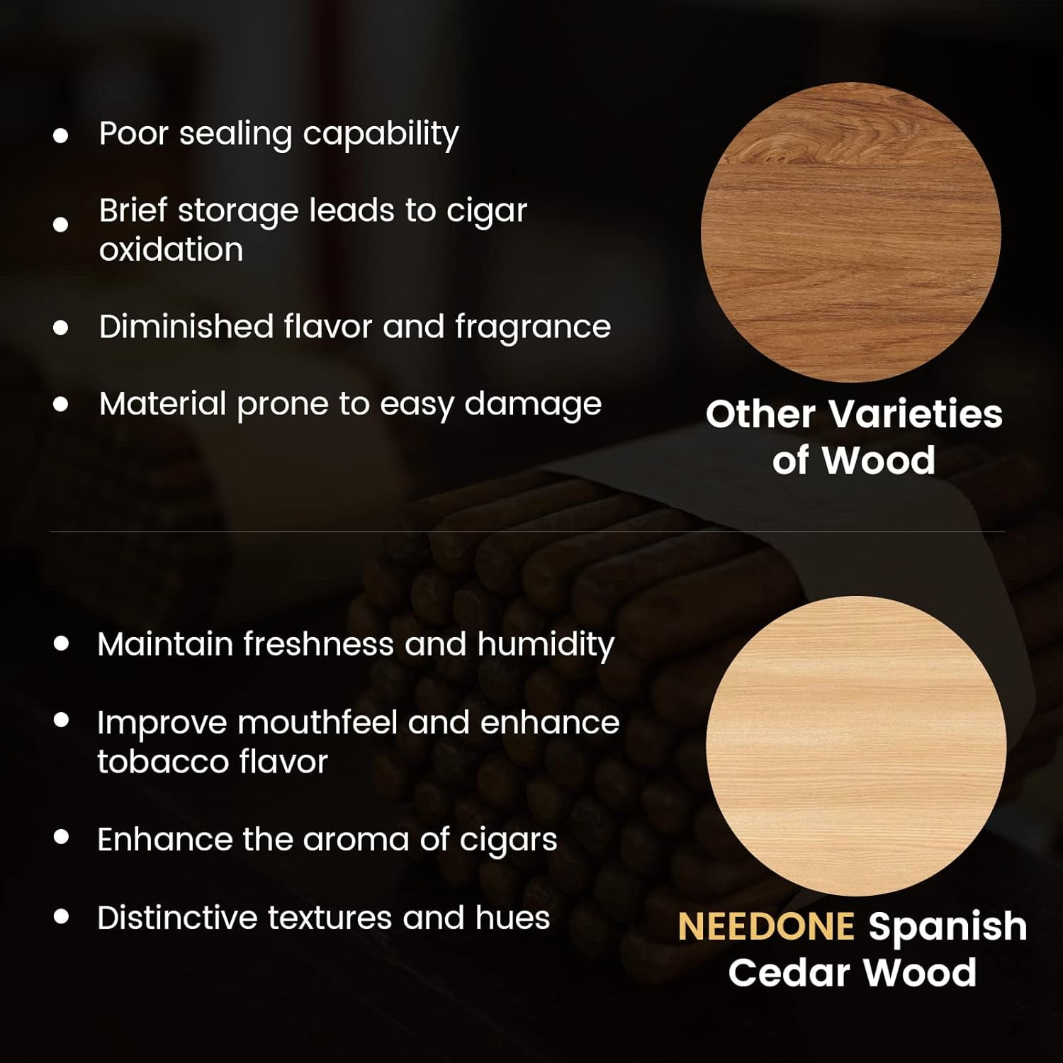 NEEDONE Spanish Cedar Wood Tray Shelf Drawer for 48L Cigar Cooler/Heating Humidor - Image 4