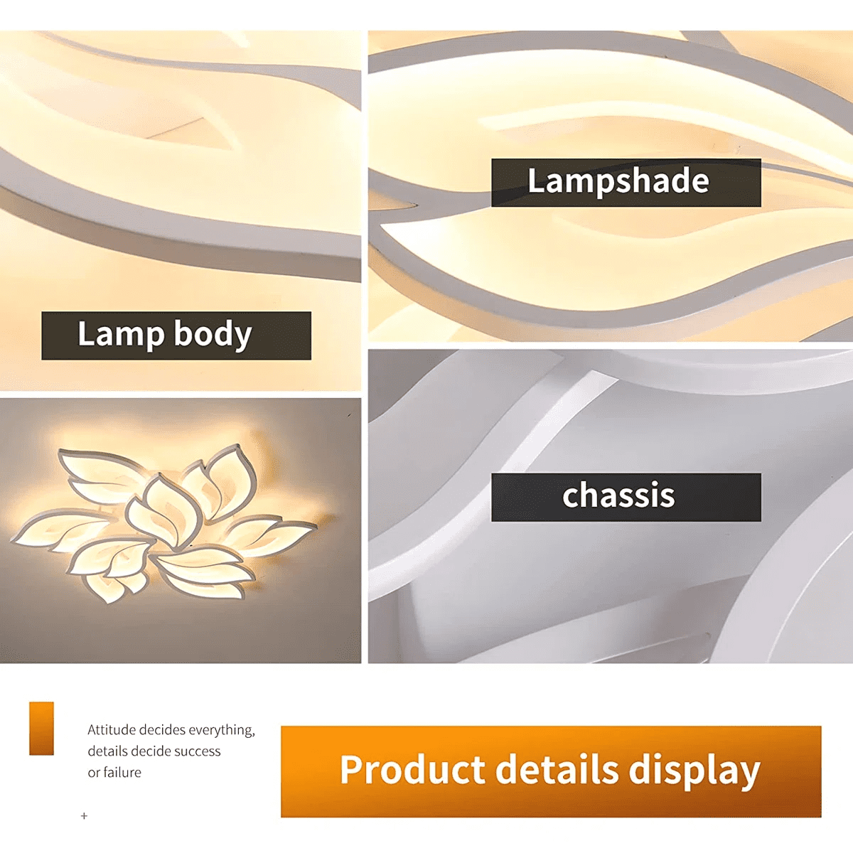 Garwarm Modern Ceiling Light, 29.5in Dimmable LED Flush Mount Ceiling Lamp, 75W Acrylic Sahde Ceiling Chandelier Lighting Fixture with Remote Control for Living Dining Room Bedroom - Image 2