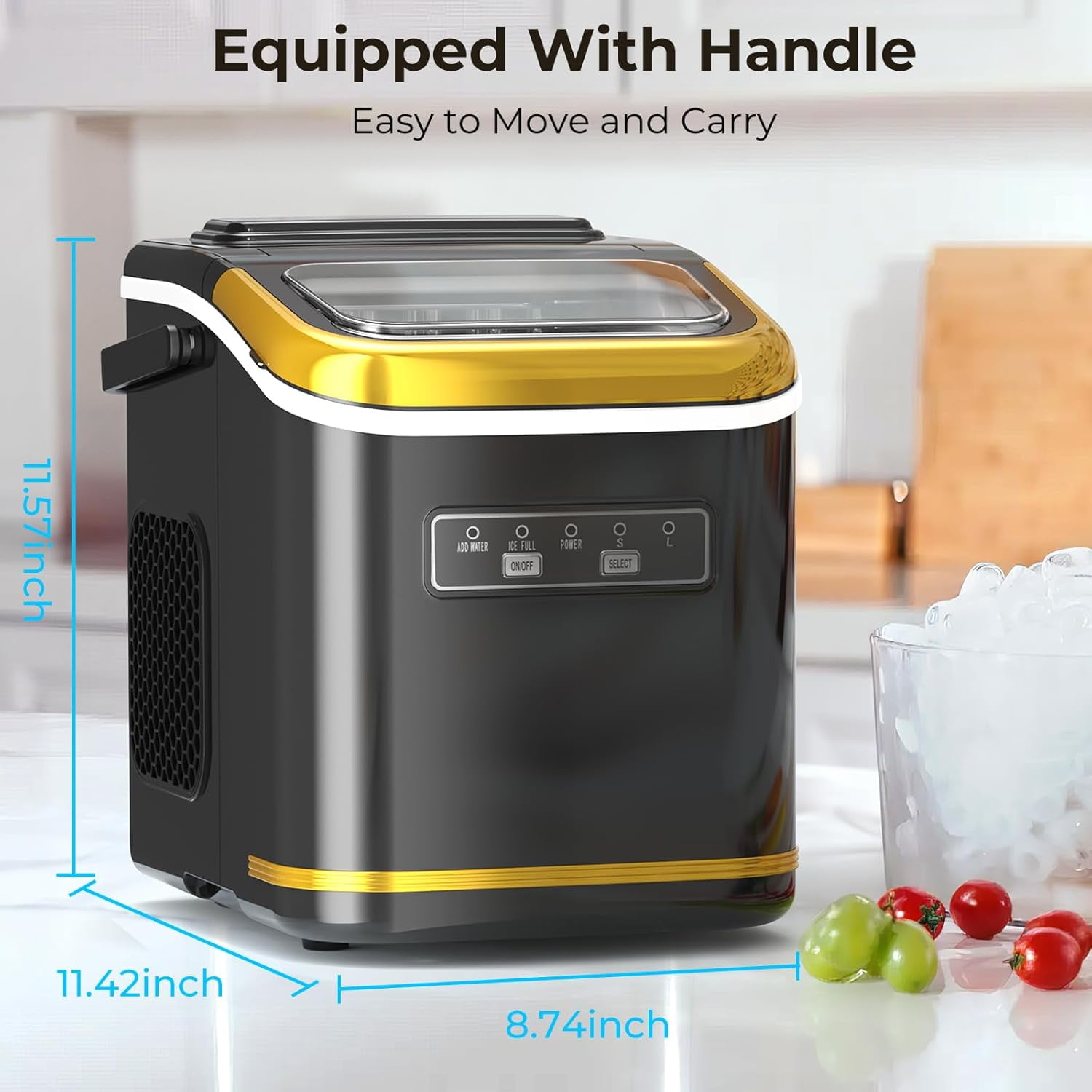 Electactic Ice Maker Machine Countertop Portable Compact Small Bullet Ice Maker with Self Cleaning,9 Cubes in 6 Mins,26lbs in 24Hrs, for Camping Dorm Home Outdoor - Image 4
