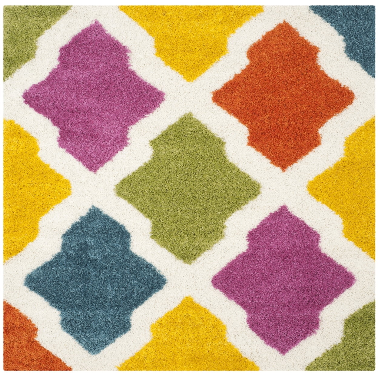 SAFAVIEH Jaycob Geometric Kids Shag Area Rug, Ivory/Multi, 4' x 6' - Image 9