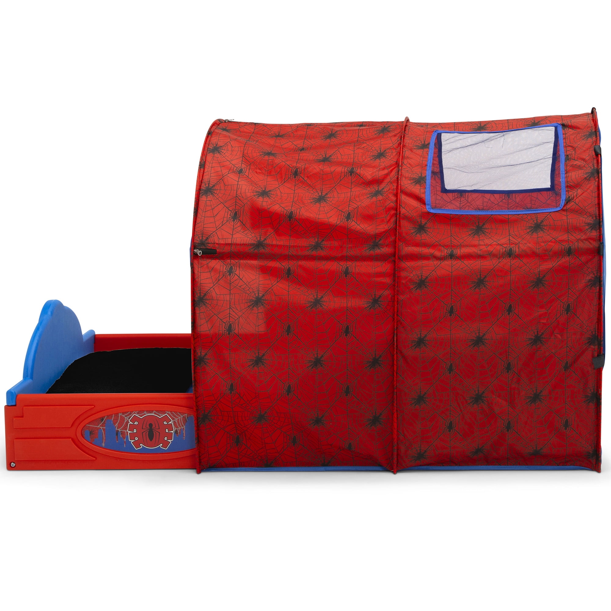 Marvel Spider-Man Sleep and Play Toddler Bed with Tent and Built-In Guardrails by Delta Children - Image 7