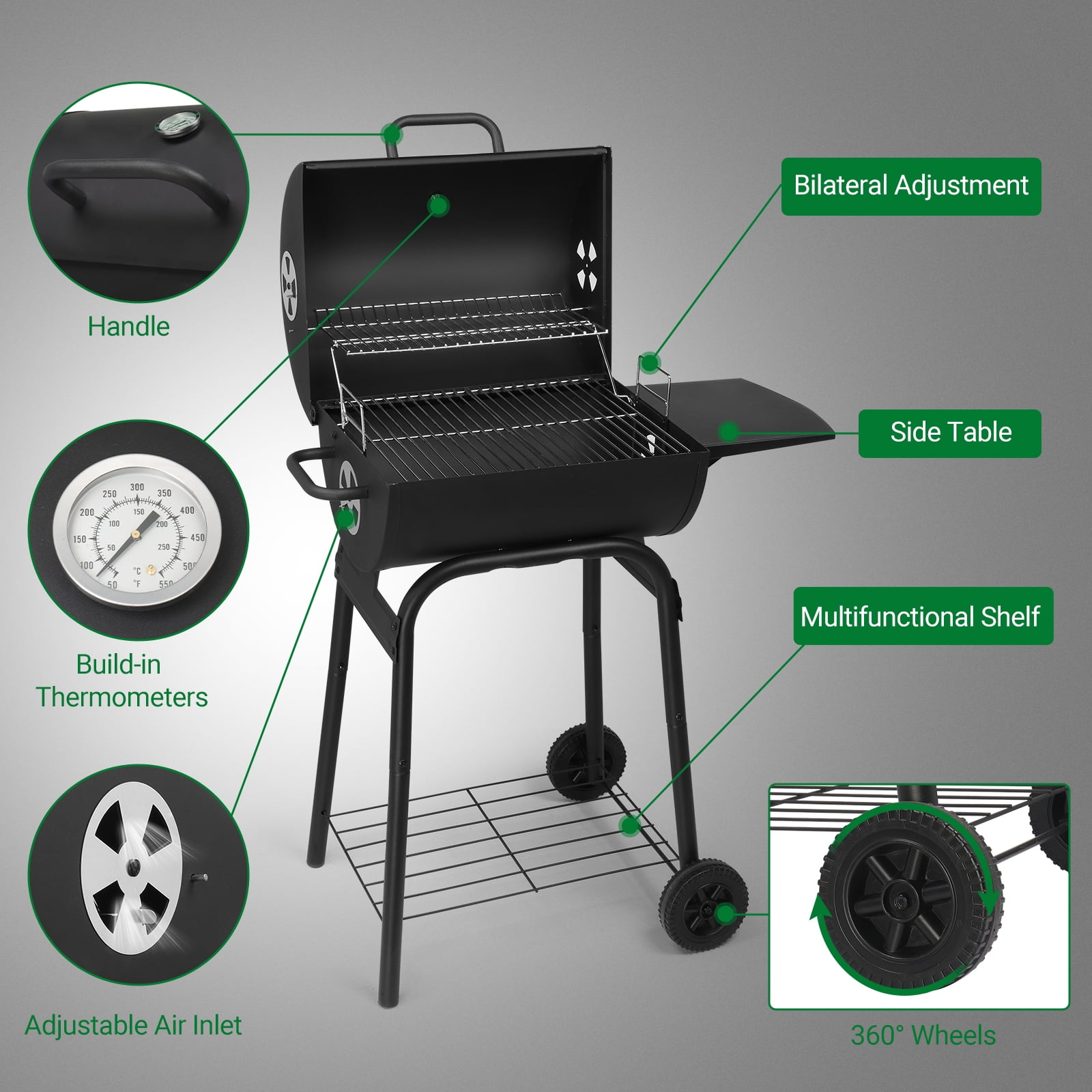 Zimtown BBQ Charcoal Grill Outdoor Barbecue Pit Smoker Grill Patio Backyard,Iron,Black - Image 5