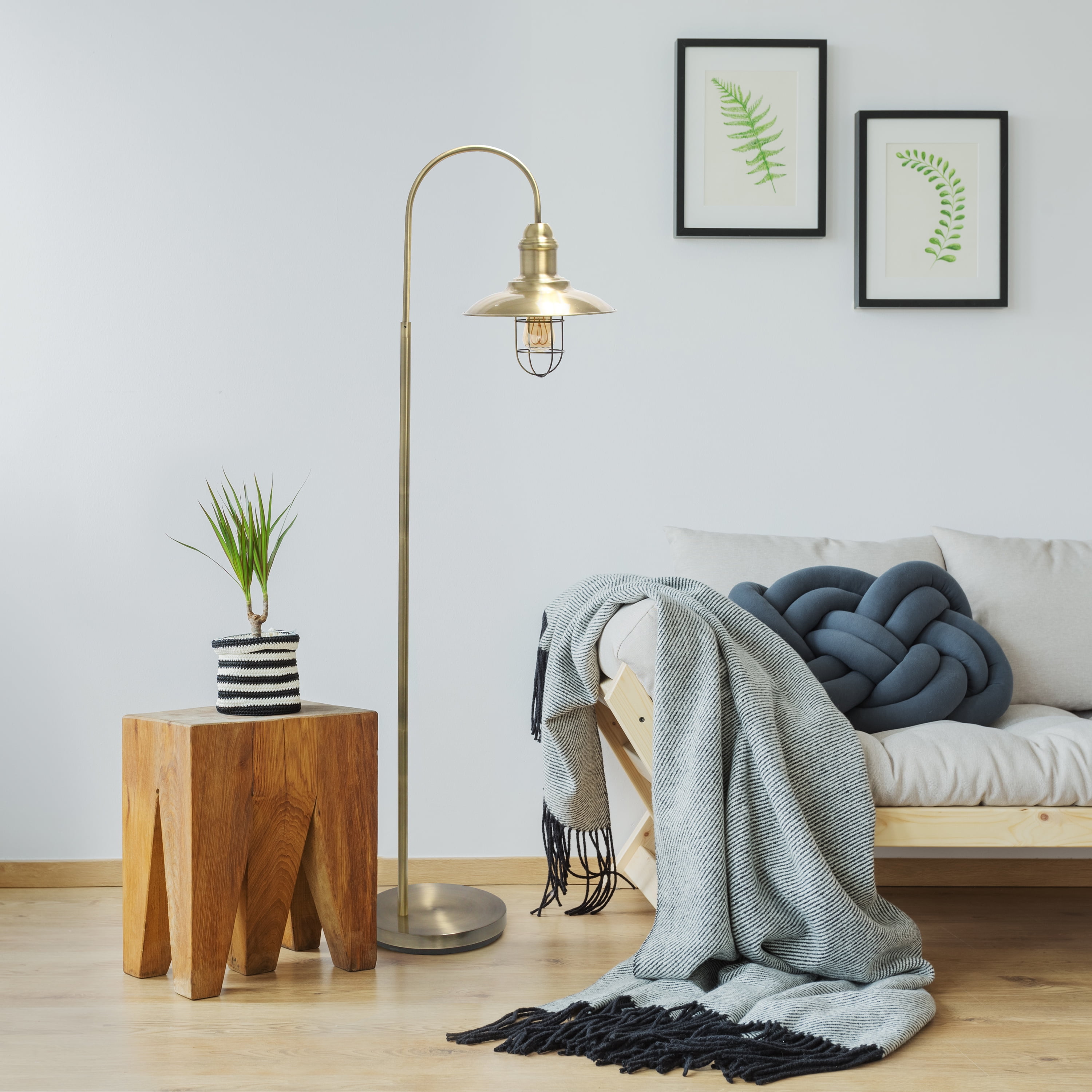 Elegant Designs 64" Rustic Open Cage Floor Lamp, Antique Brass - Image 5