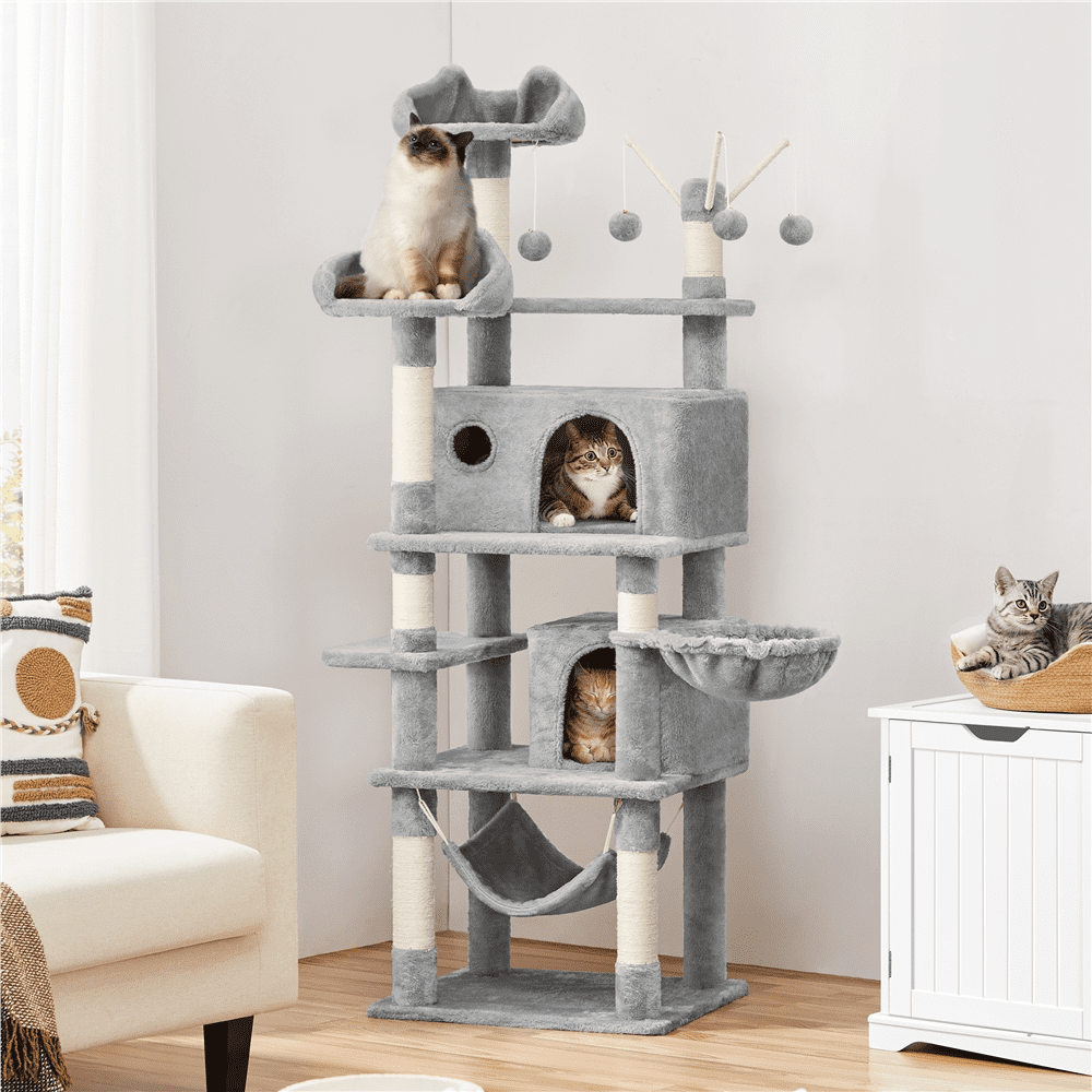 Renwick 67'' H Multi-Level Cat Tree Cat Tower with Condos, Light Gray - Image 7