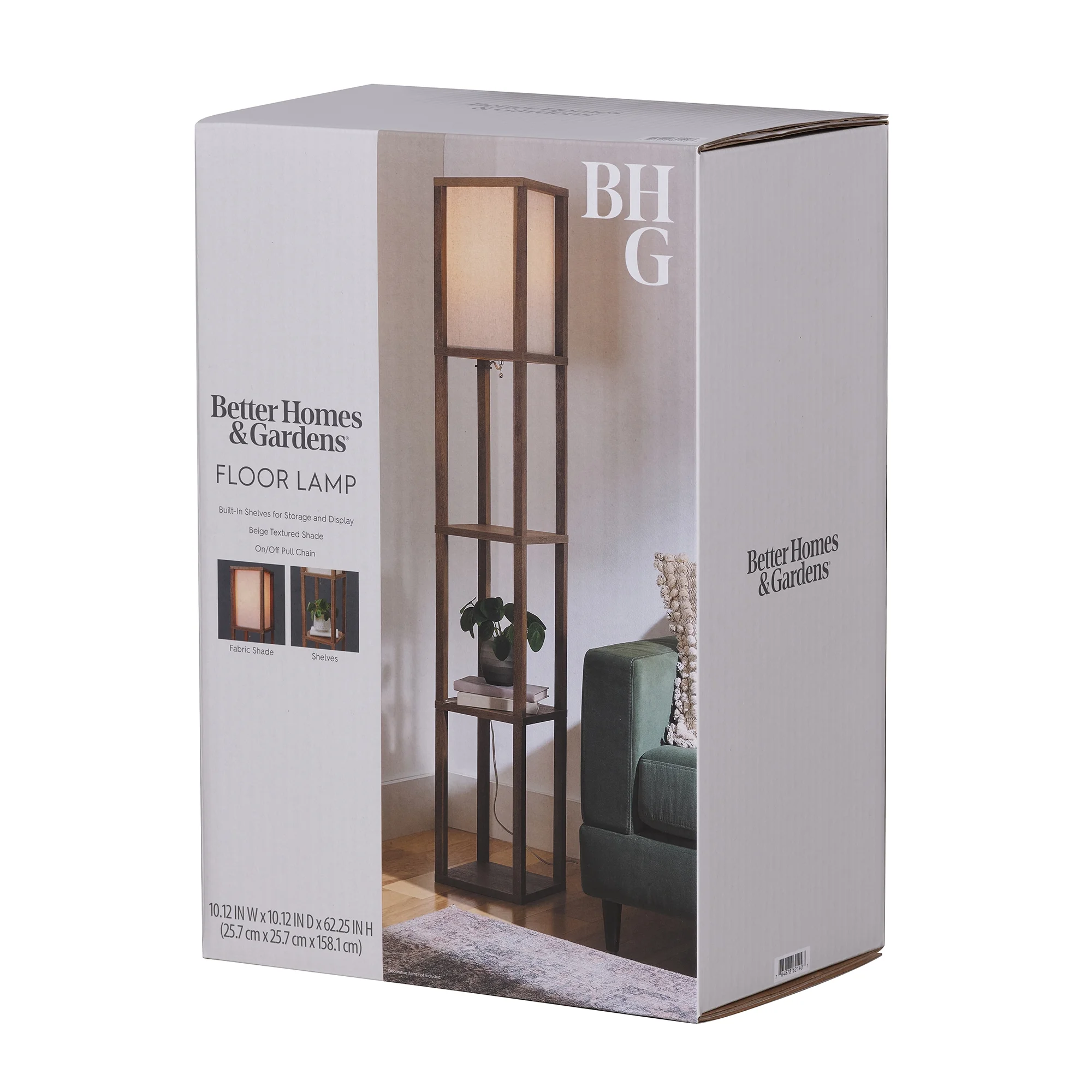 Better Homes & Gardens 62.25" Modern Pull Chain Weathered Floor Lamp with Natural Square Shade - Image 7