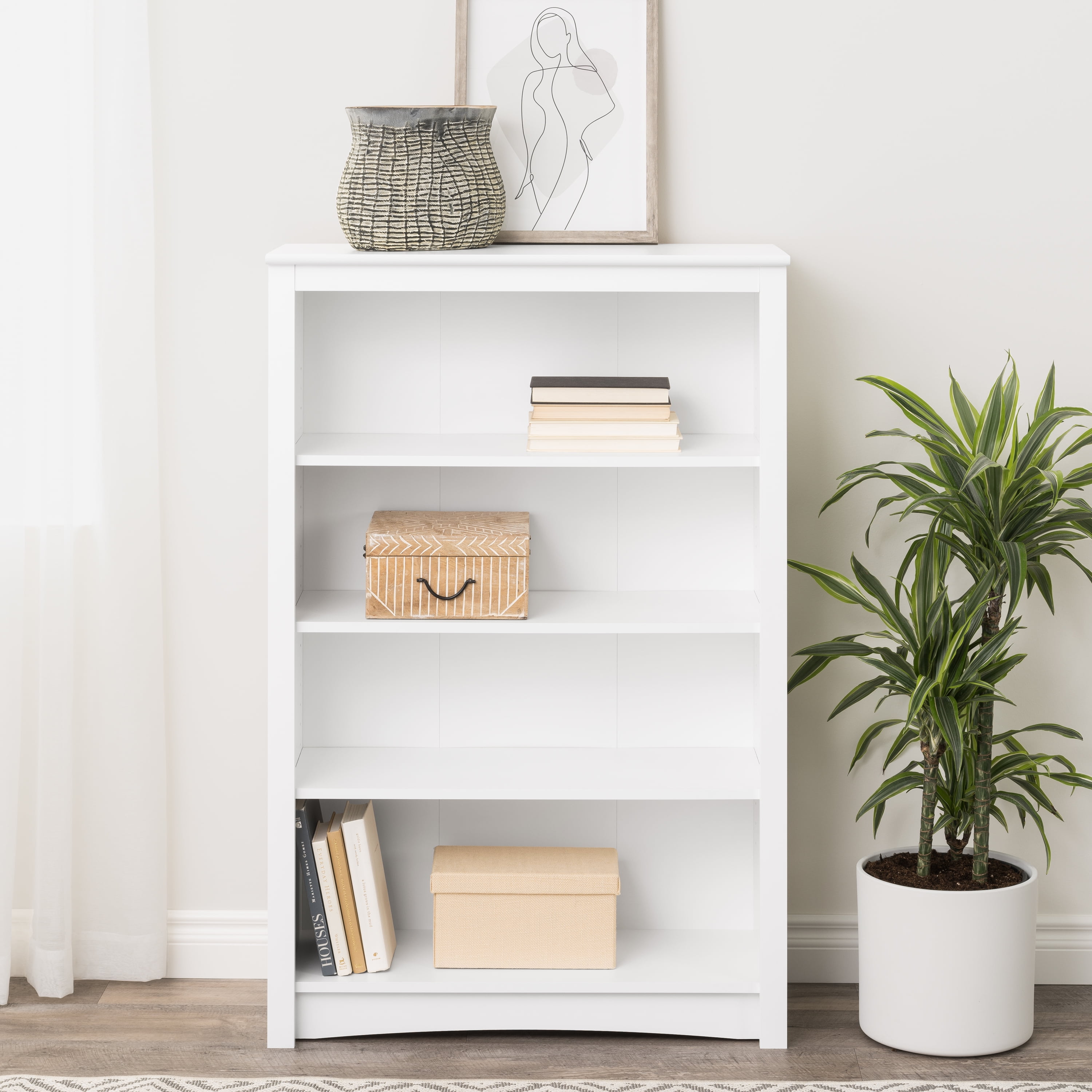 Prepac Home Office 4-Shelf Standard Bookcase with Laminate Finish, White - Image 14