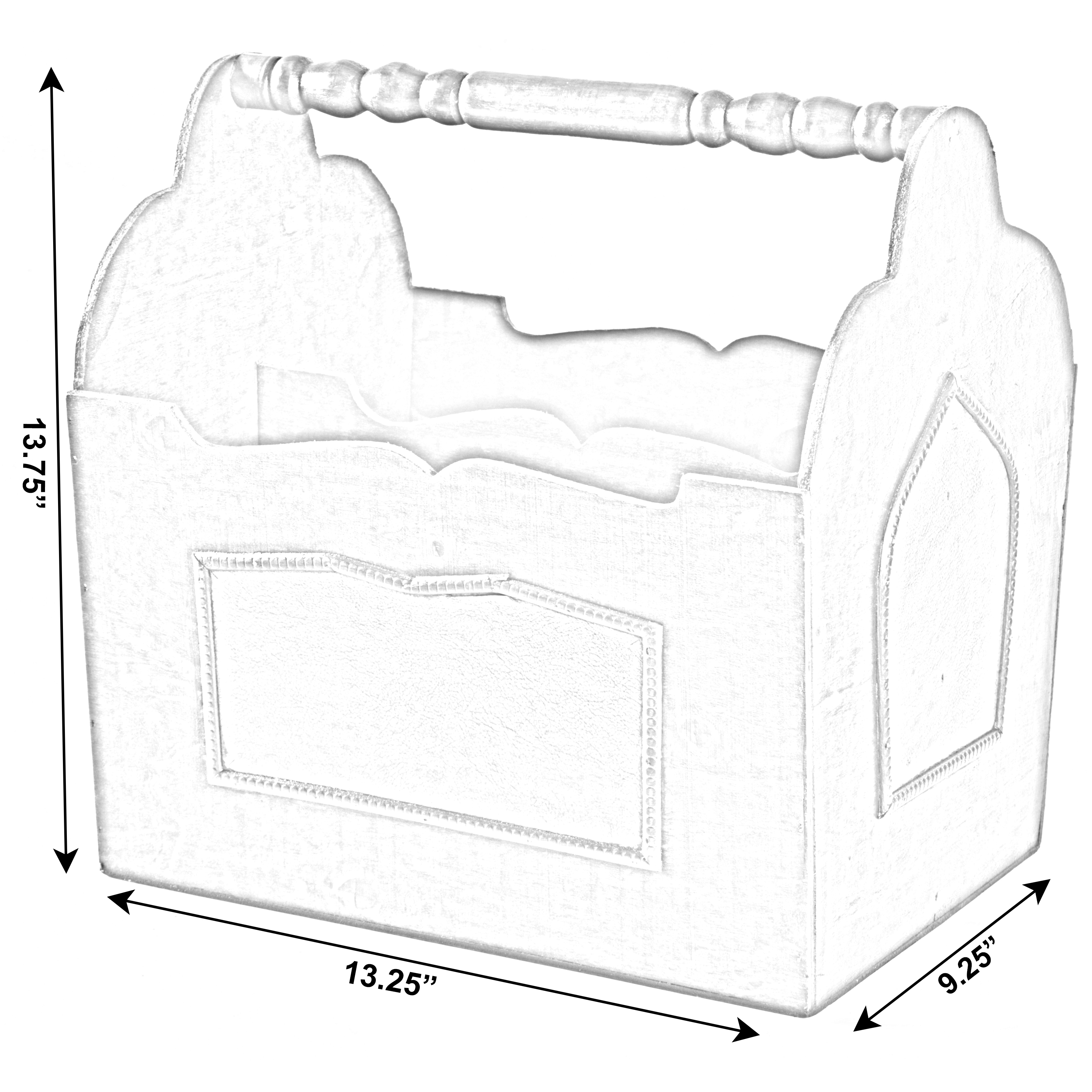 Handcrafted Decorative Wooden Magazine Rack with Handle - Image 3