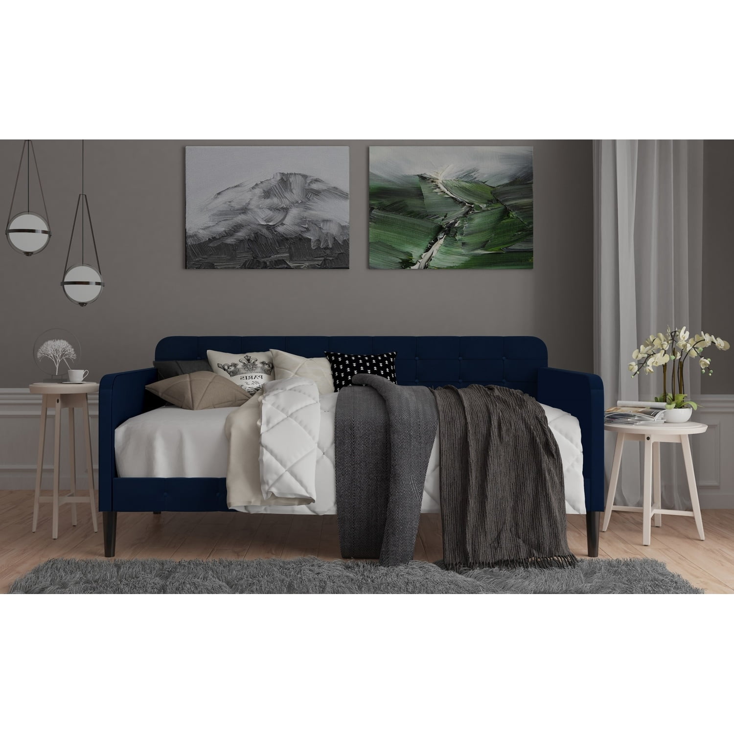 Home Design Chloe Twin Daybed with Velvet Upholstery, Button-Tufted Back, Stylish Versatile Seating and Sleeping Solution for Bedroom or Living Room, Pink - Image 2