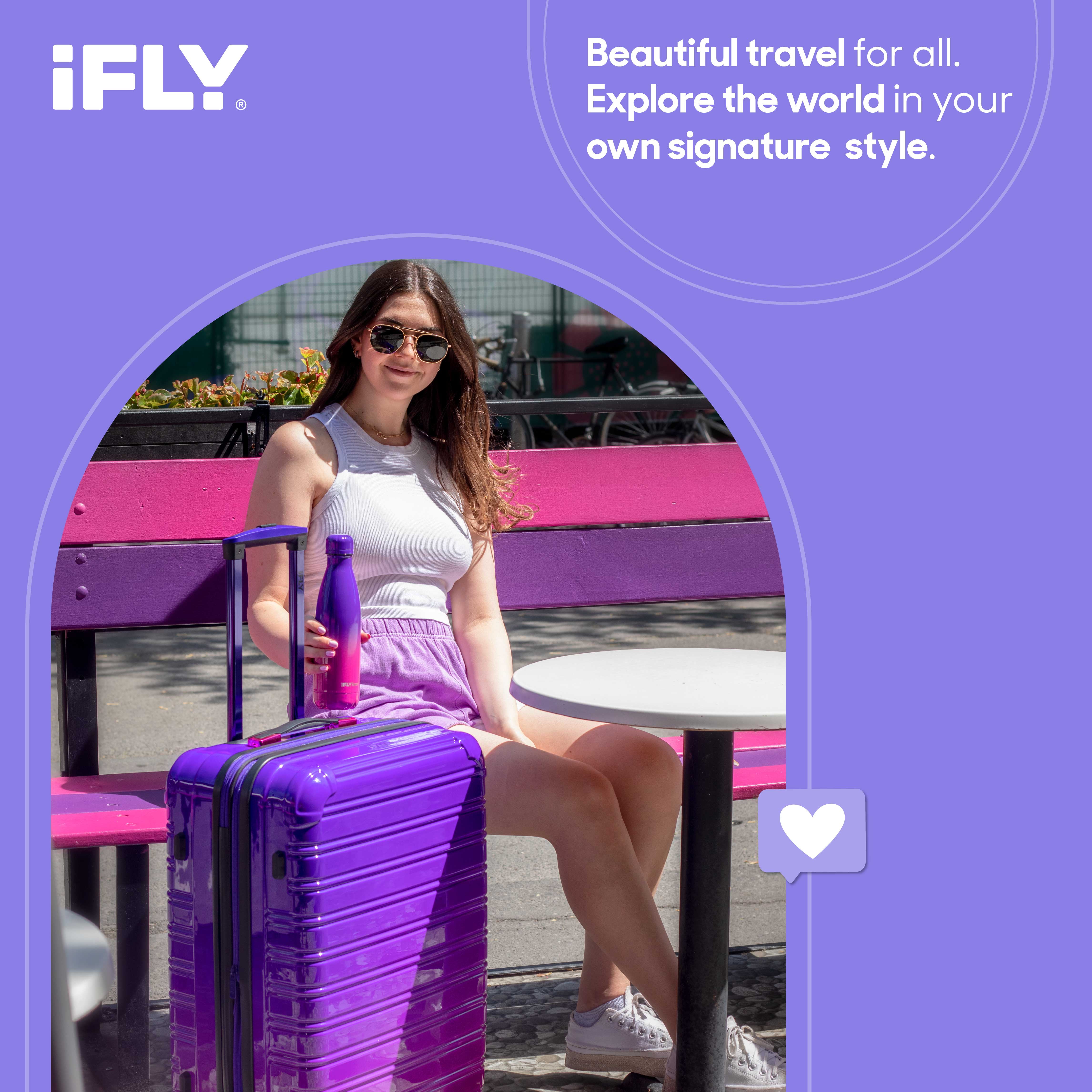 iFLY Fibertech 28" Large Checked Suitcase – Hardside Expandable Spinner Luggage for Travel, Midnight Berry - Image 6