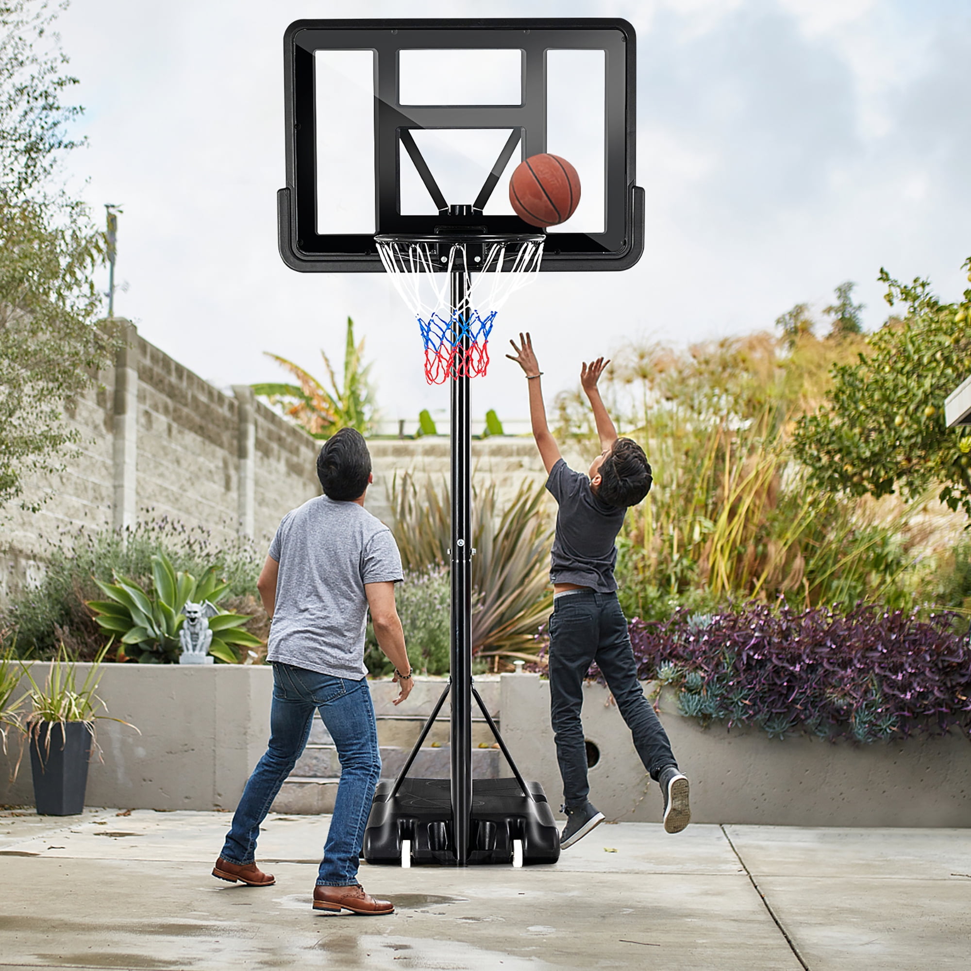 Costway 4.5'-10' Adjustable Height Shatterproof Outdoor Portable Basketball System (Adult) - Image 8