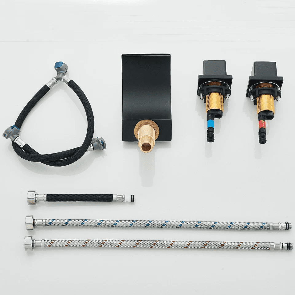 Zovajonia 3 Hole Bathroom Faucet, Matte Black Dual Crystal Knobs Vanity Basin LED Sink Faucet Mixer Bronze Bath Faucets ,Widespread bathroom faucets for sink 3 hole Waterfall Tub Faucet - Image 9