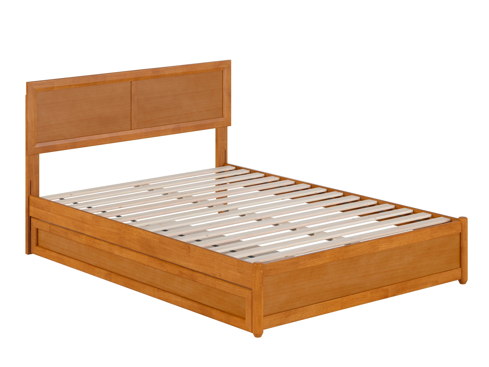 AFI Lylah Full Wood Platform Bed with Panel Footboard and Twin Trundle, Light Toffee - Image 13