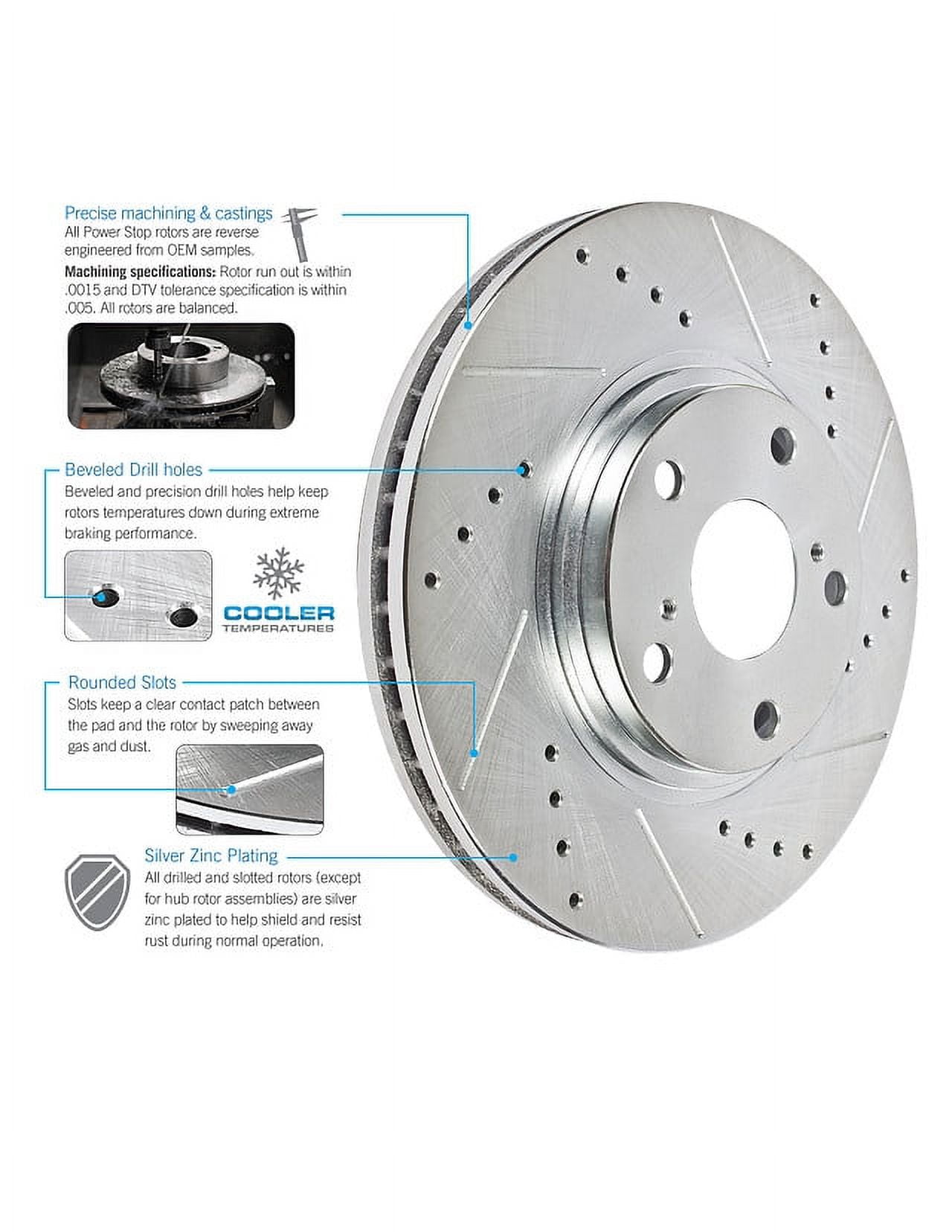 PowerStop Front Z23 Evolution Sport Carbon-Fiber Ceramic Brake Pad and Drilled & Slotted Rotor Kit Fits: LEXUS TOYOTA Select Models K2952 - Image 3