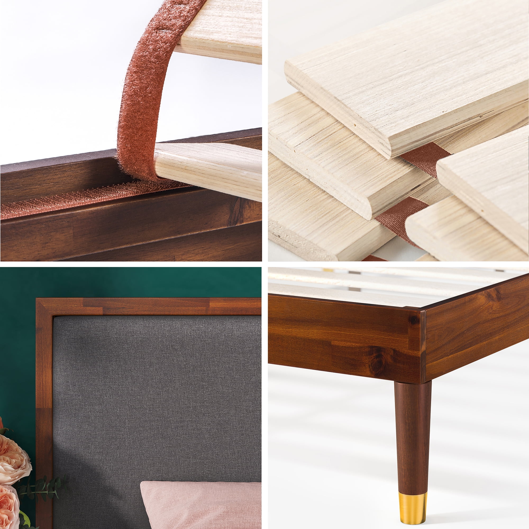 Zinus Raymond 38" Wood Platform Bed Frame with Adjustable Upholstered Headboard, Queen - Image 7