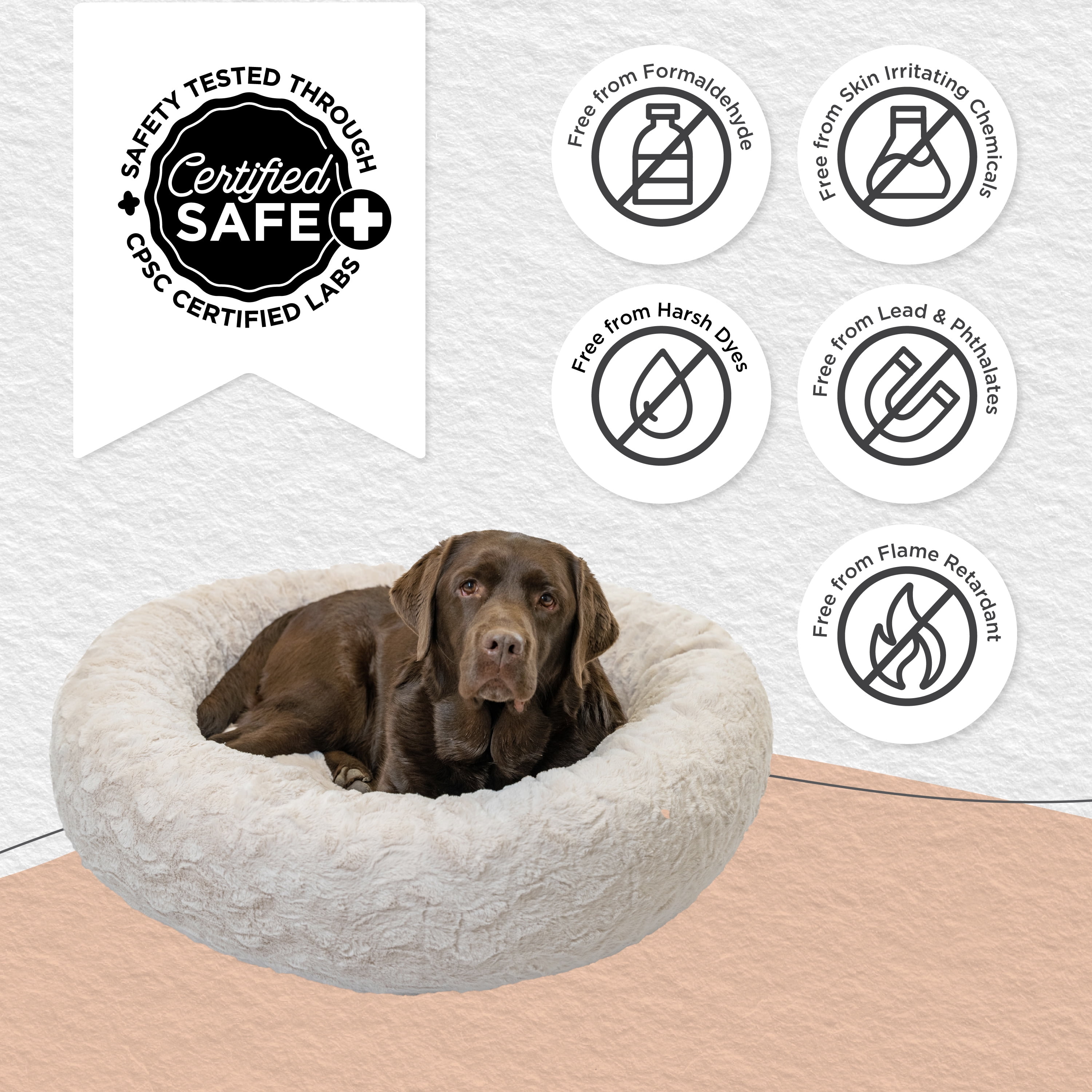 Best Friends by Sheri The Original Calming Donut Dog Bed – Washable Plush Pet Bed for Large Breeds up to 100 lbs, Lux Faux Fur, Oyster, Large (36" x 36") - Image 6