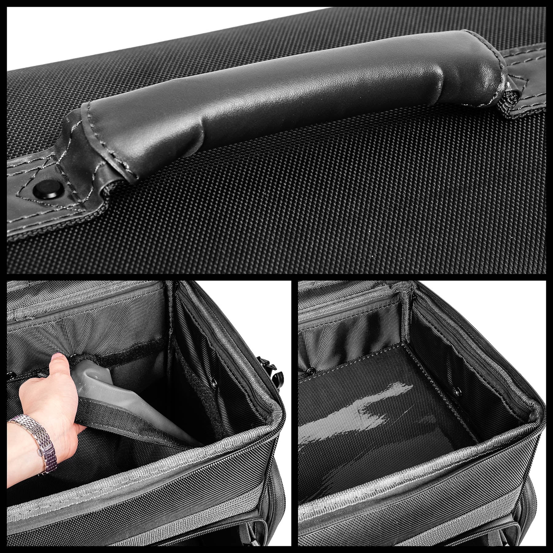 SHANY Soft Rolling Makeup Trolley Case - Multi Compartment with Laptop/iPad Holder - Set of 3 Free Cosmetic Organizers - 360 Wheels - BLACK - Image 3