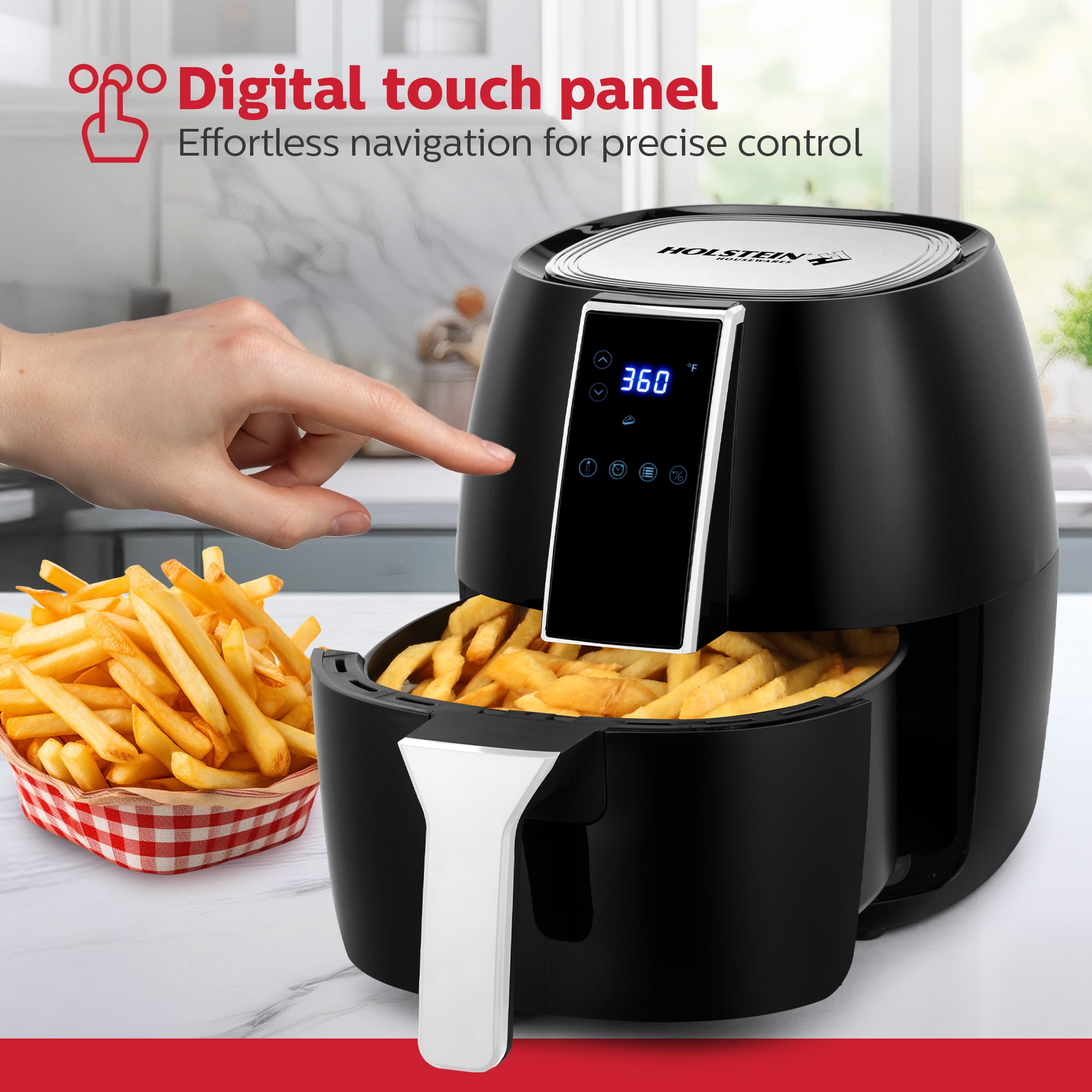 Holstein Housewares - 3.7QT Digital Air Fryer, Black - Convenient and User Friendly with Optimal Control Panel and Seven Cooking Presets - Image 7