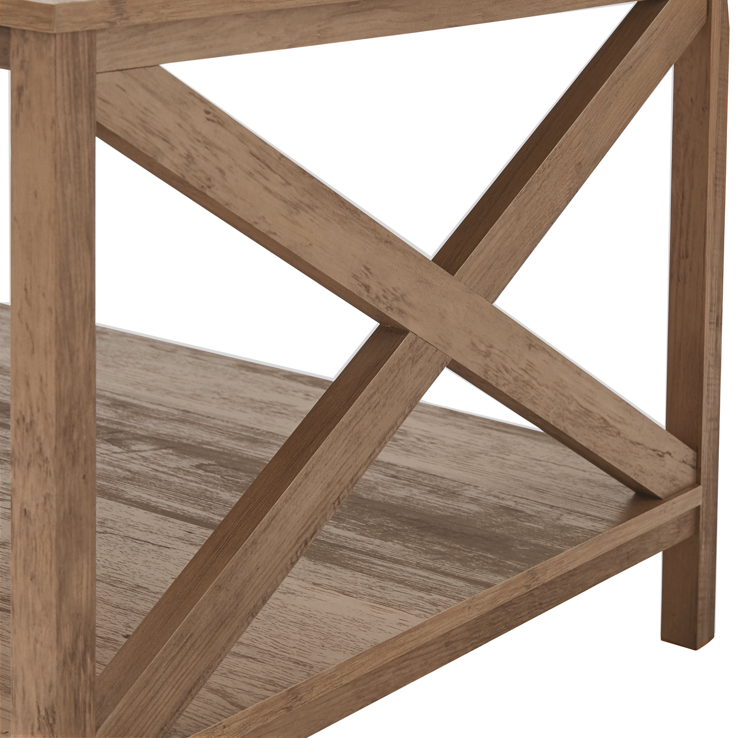 Mainstays Farmhouse Rectangle Coffee Table, Rustic Weathered Oak - Image 7