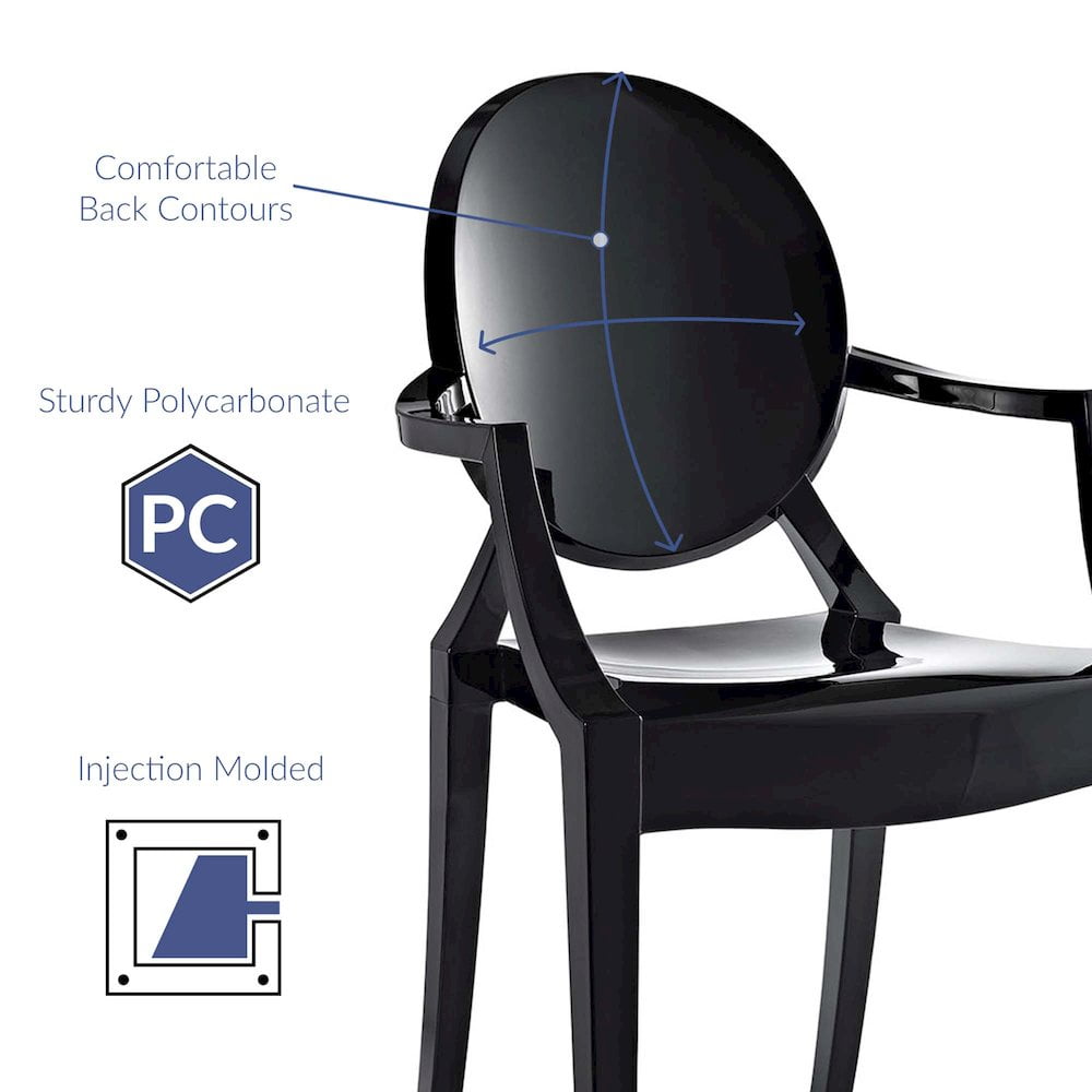 Modway Casper 18.5" Modern Plastic Dining Armchair in Black Finish - Image 2