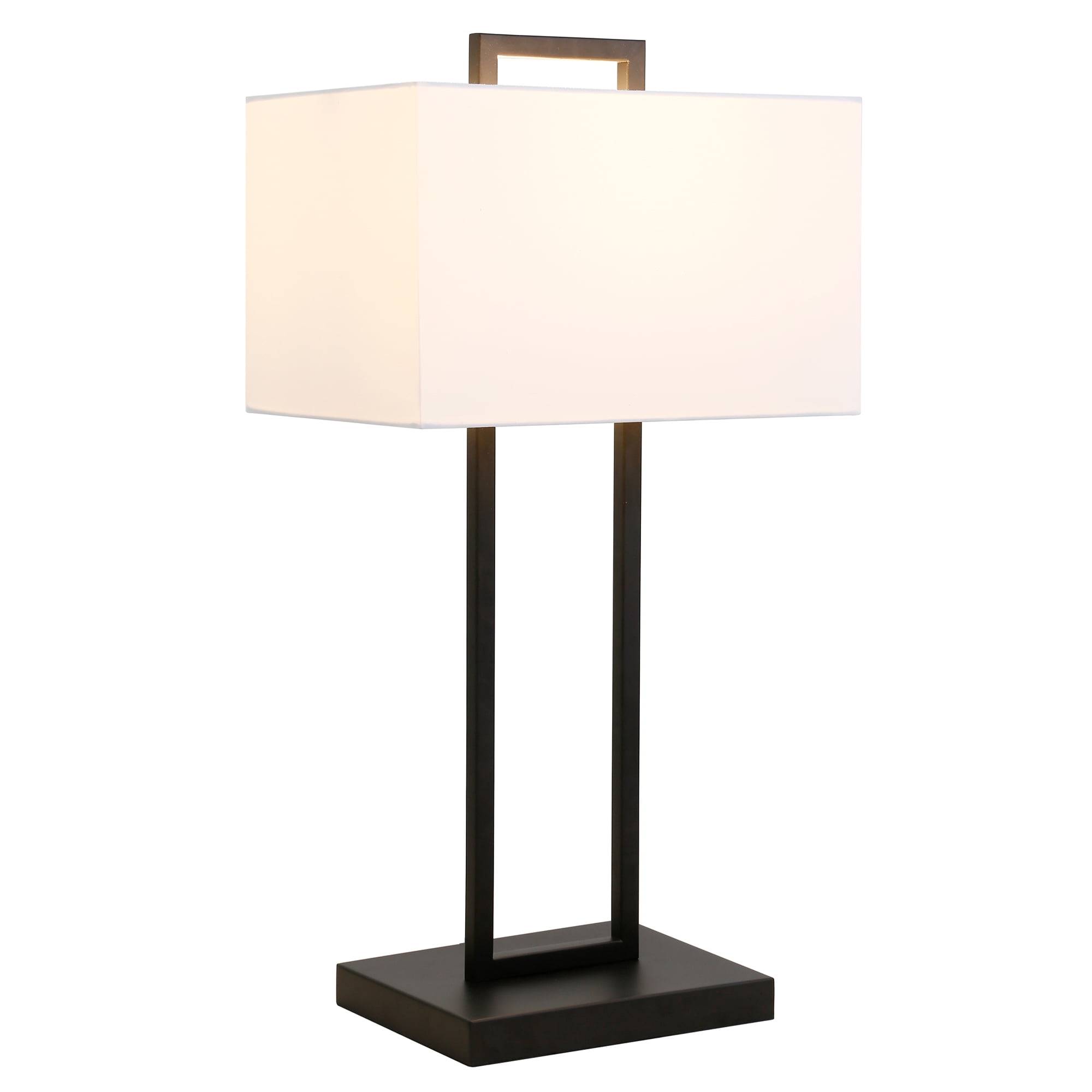 Evelyn&Zoe Adair 28" Tall Table Lamp with Fabric Shade, Blackened Bronze/White - Image 3
