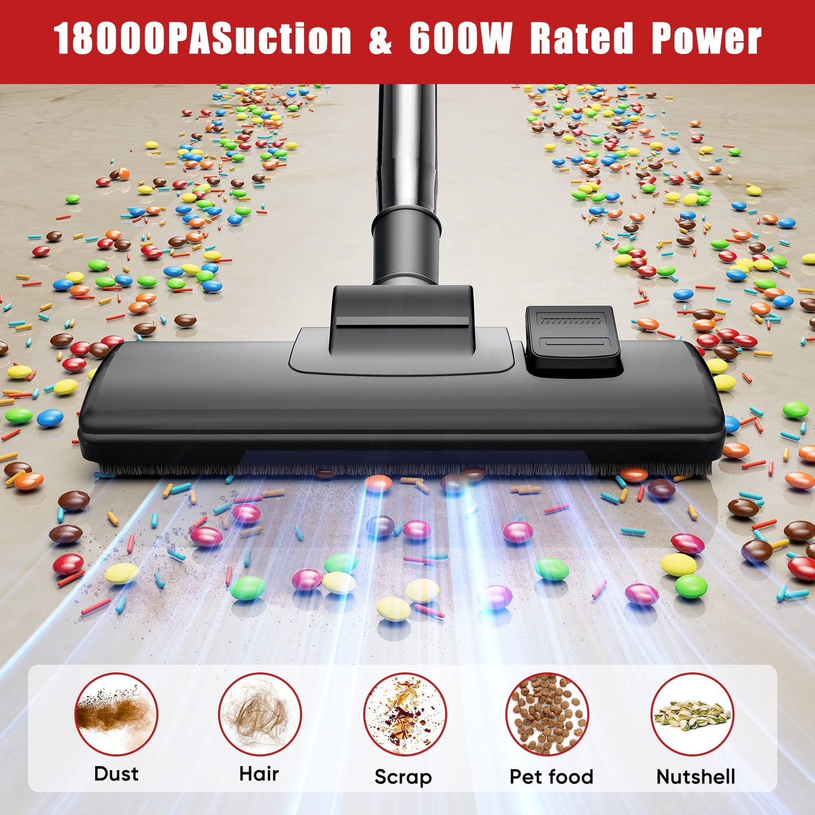 AMONSEE Vacuum Cleaner with 600W Motor, Corded Stick Vacuum,18Kpa Suction Handheld Vacuums for Home - Image 7