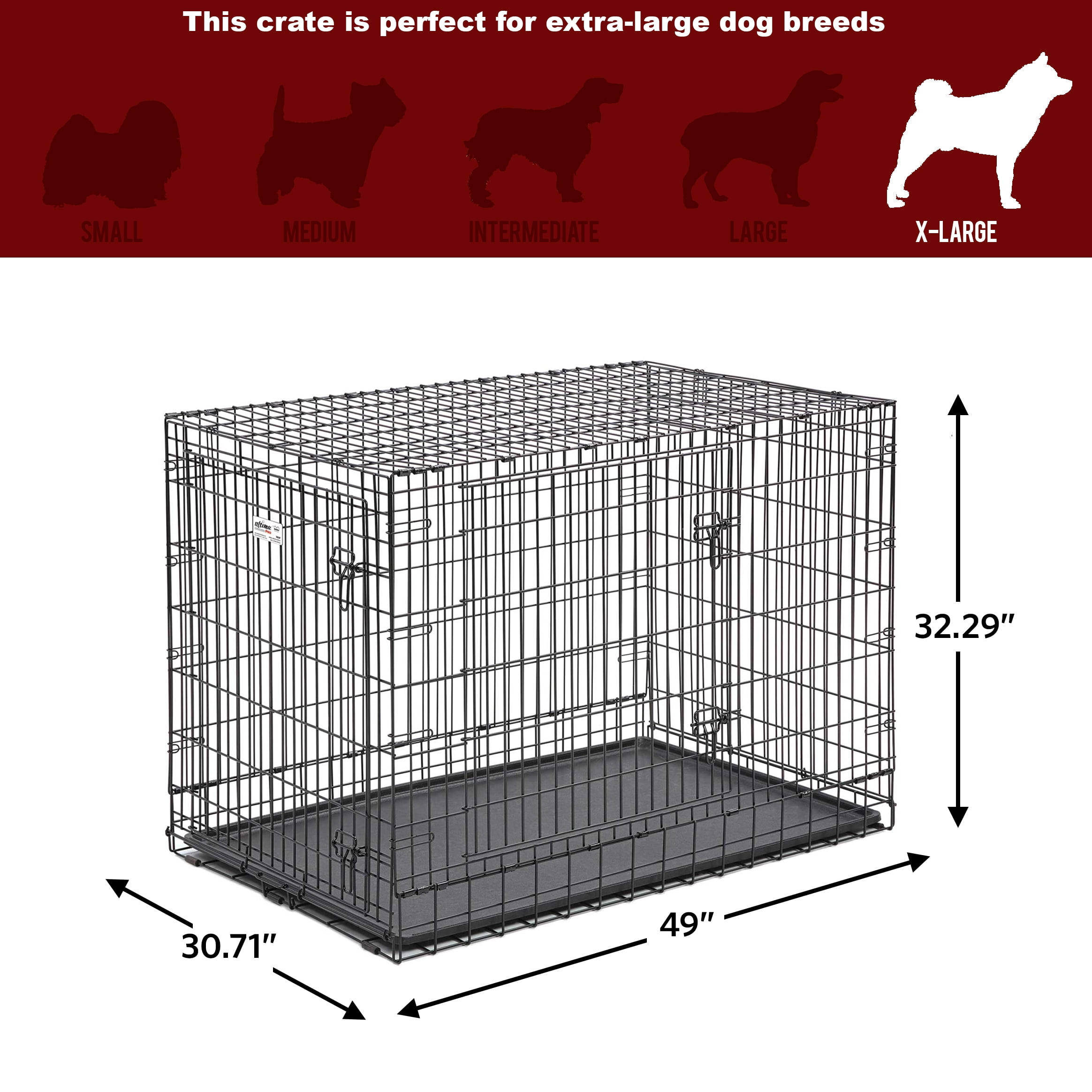 MidWest Homes For Pets Ultima Pro Extra-Strong Double Door Metal Dog Crate, 48"L - Image 5