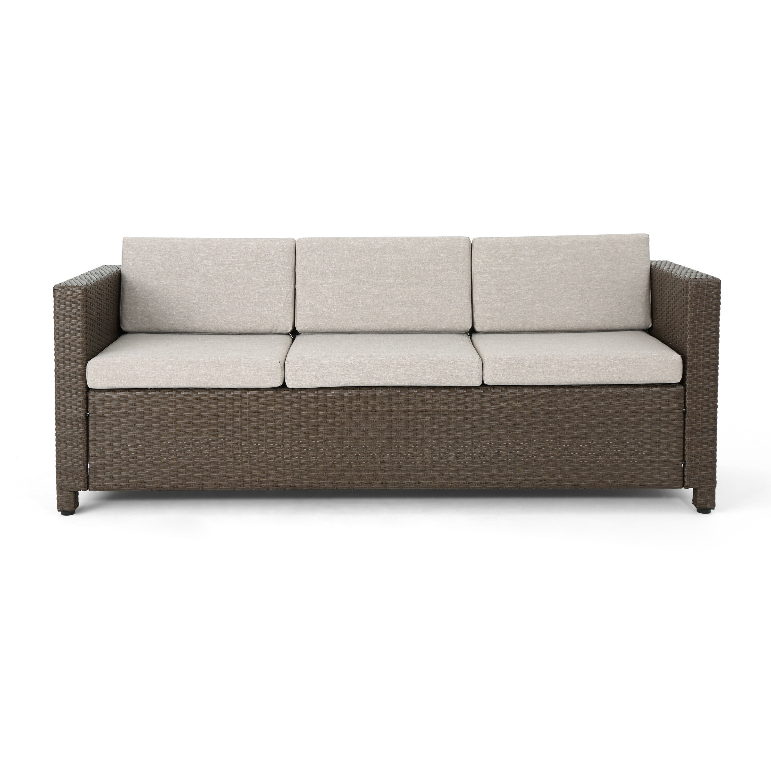 Palmetto Outdoor Wicker 3 Seater Sofa with Cushions,Grey,Brown - Image 6