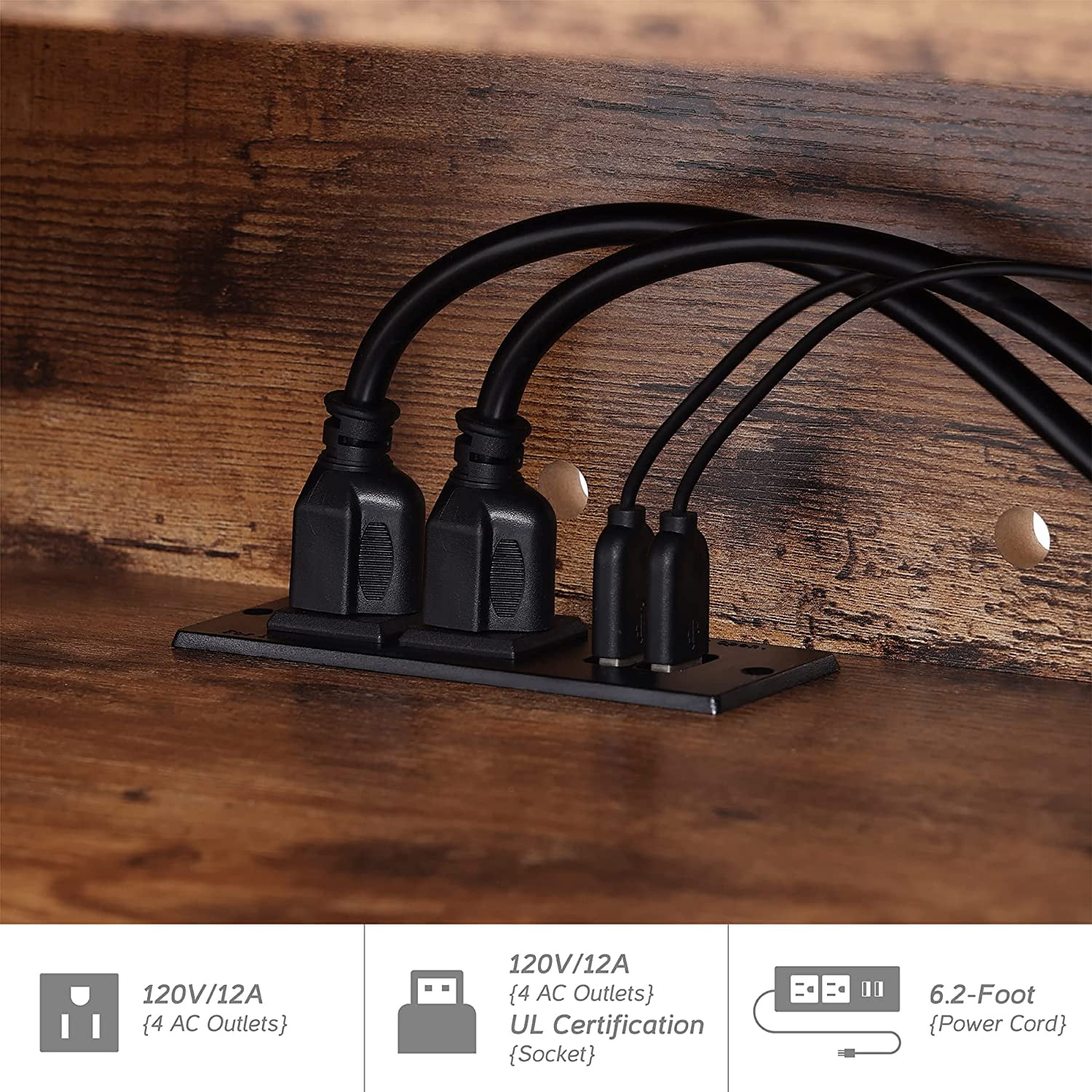 Floating TV Stand Wall Mounted Shelf with Blue LED Lights, Wood Media Console Entertainment Center Under TV, Cabinet Hutch Desk Storage for Living Room,Rustic Brown - Image 3