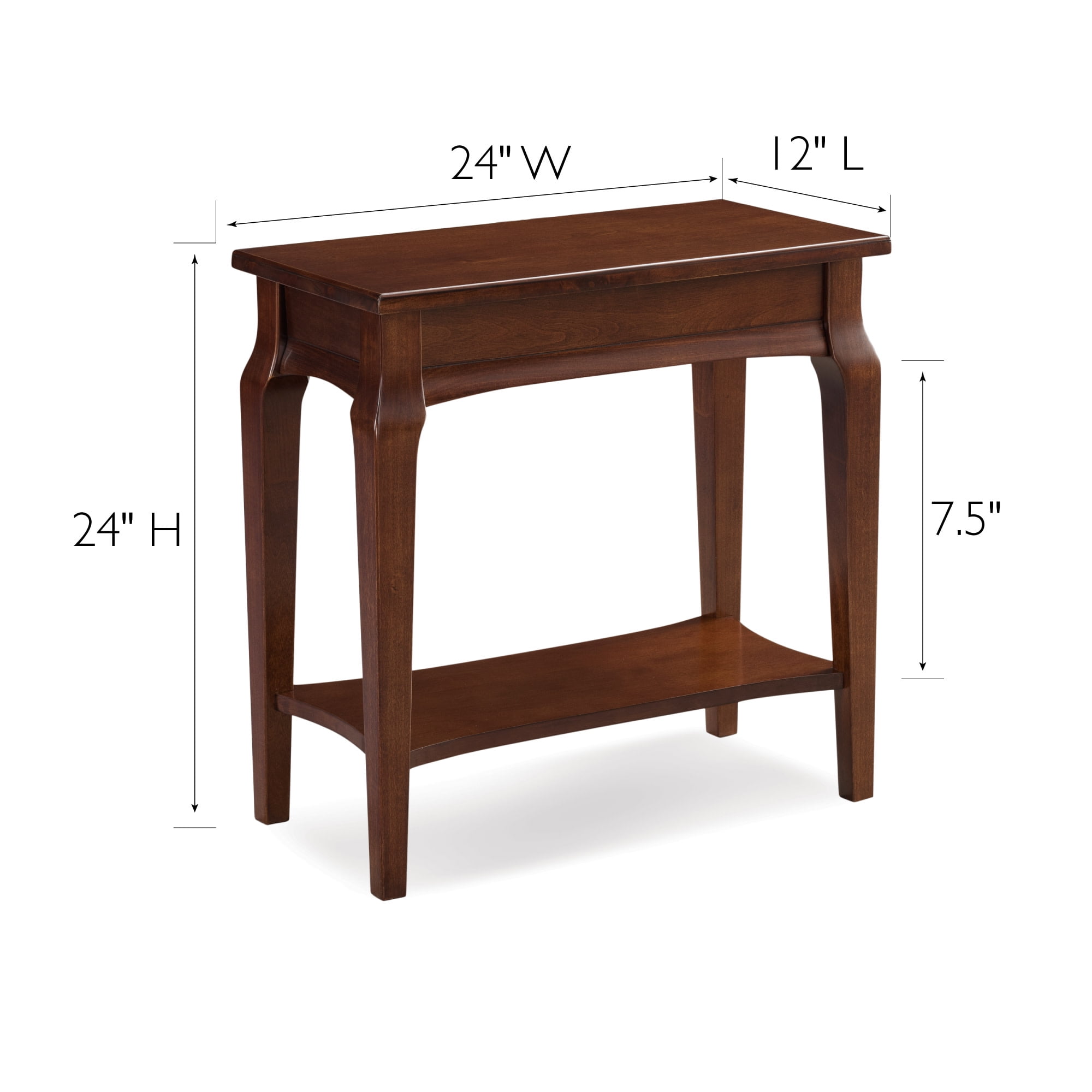 Leick Home Solid Wood Stratus Narrow Side Table with Shelf, Heartwood Cherry - Image 14
