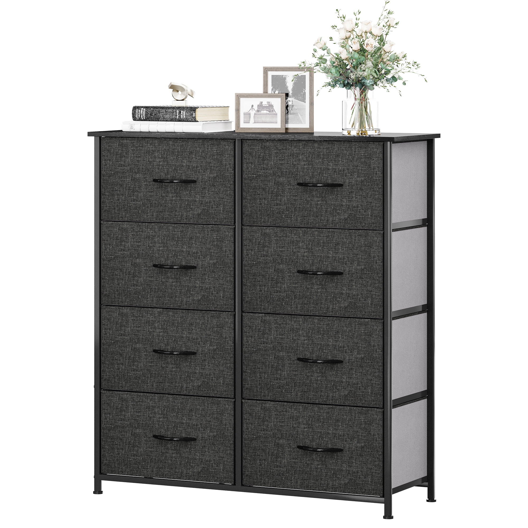 Uforic 8 Drawers Dresser Chest of Drawers for Bedroom Fabric Storage Dressers for Living Room Bedroom Black Gray - Image 2