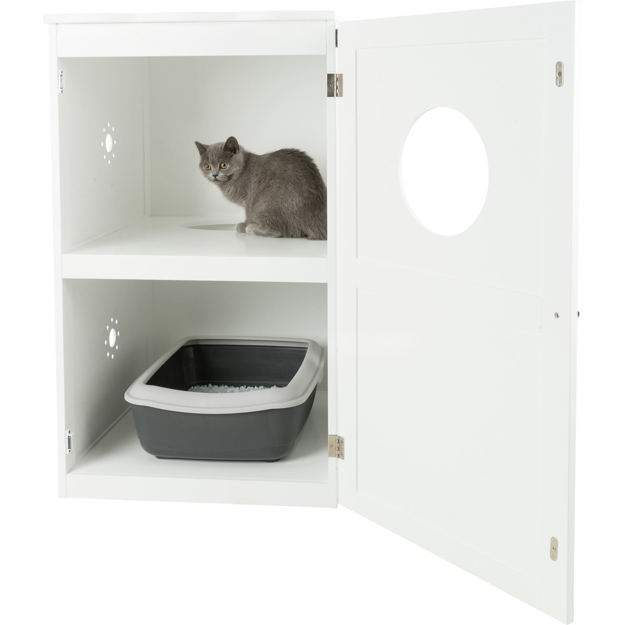 TRIXIE 2-Story Cat Litter Box Enclosure Hidden Litter Indoor Cat Furniture Accent Table, White - Image 5