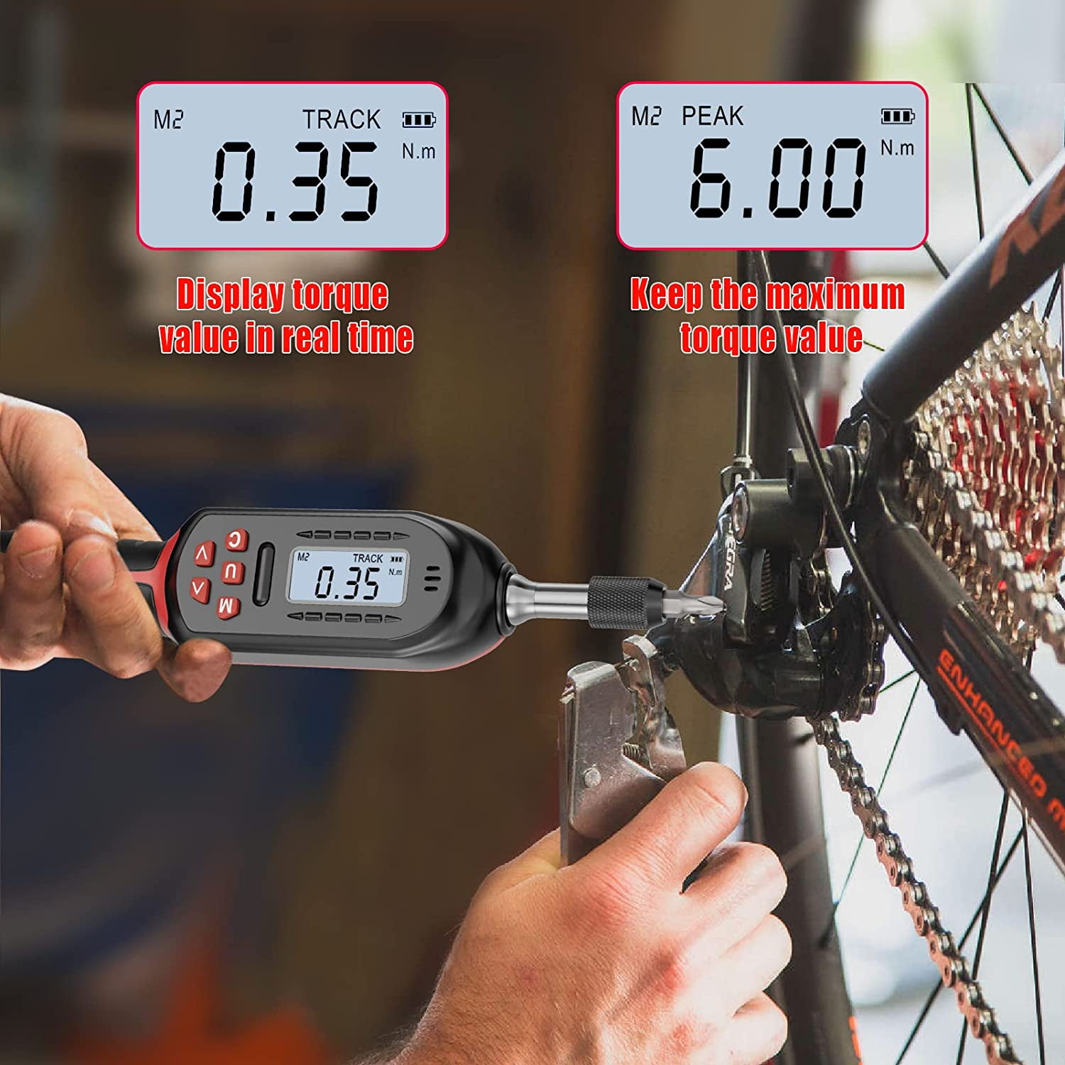 VANPO Digital Torque Screwdriver 2.66-53.1 in-lbs/0.3-6 Nm 1/4-inch Drive Torque Wrench Set - Image 6