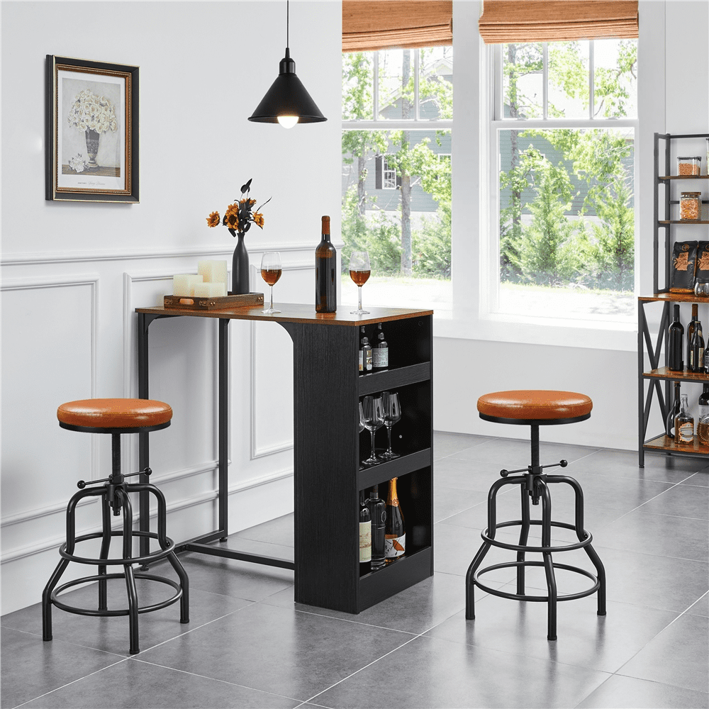 Alden Design Vintage Faux Leather Swivel Counter Bar Stool for Dining Room, Light Brown - Image 6