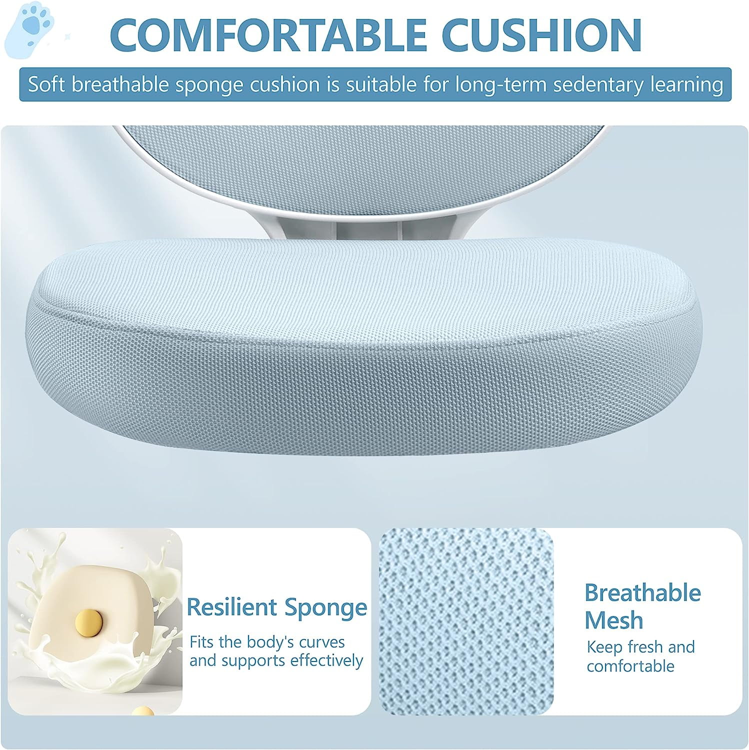 Coolhut Kids Desk Chair, Ergonomic Children Study Computer Chair Adjustable, Breathable Mesh Office Chair with Wheels, Armless Rolling Swivel School Task Chair for Boys Girls Age 4-12 in Home Bedroom - Image 7