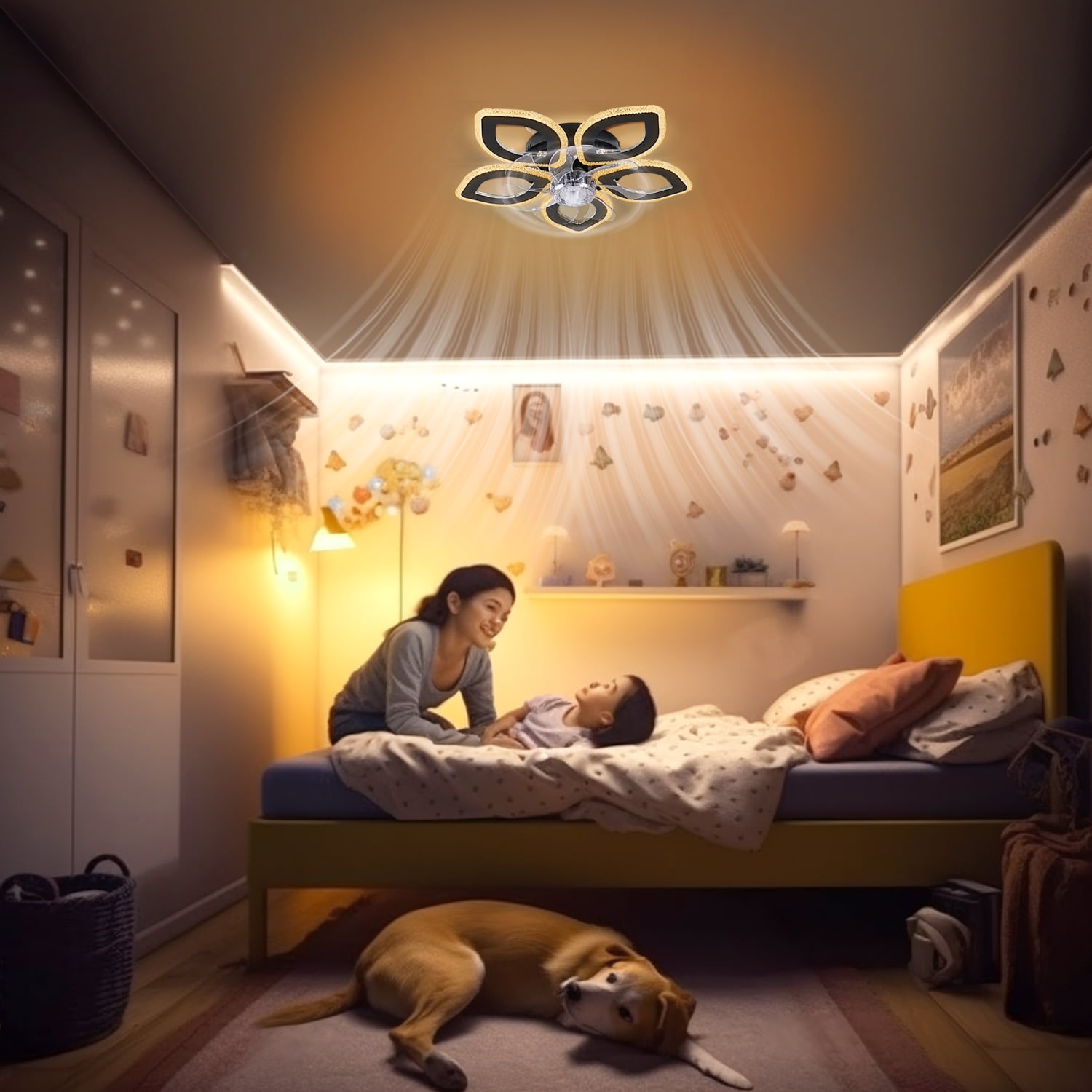 Ceiling Fan Light and Remote FIMEI Ceiling Light with Fan 3 Colors 6 Wind Levels - Image 2