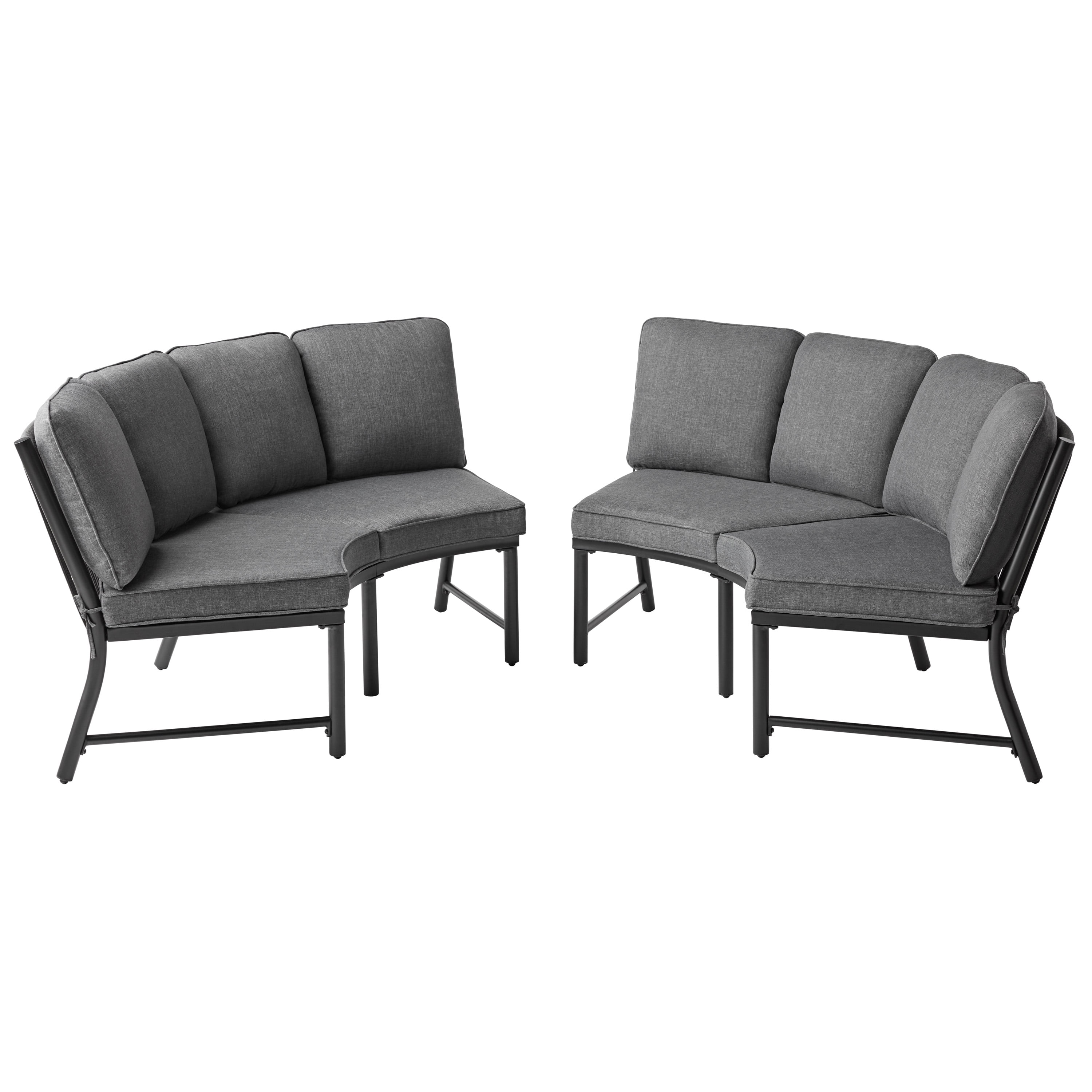 Mainstays Lawson Ridge 3-Piece Steel Curved Outdoor Sectional Set with Cushions, Gray - Seats 4 - Image 8