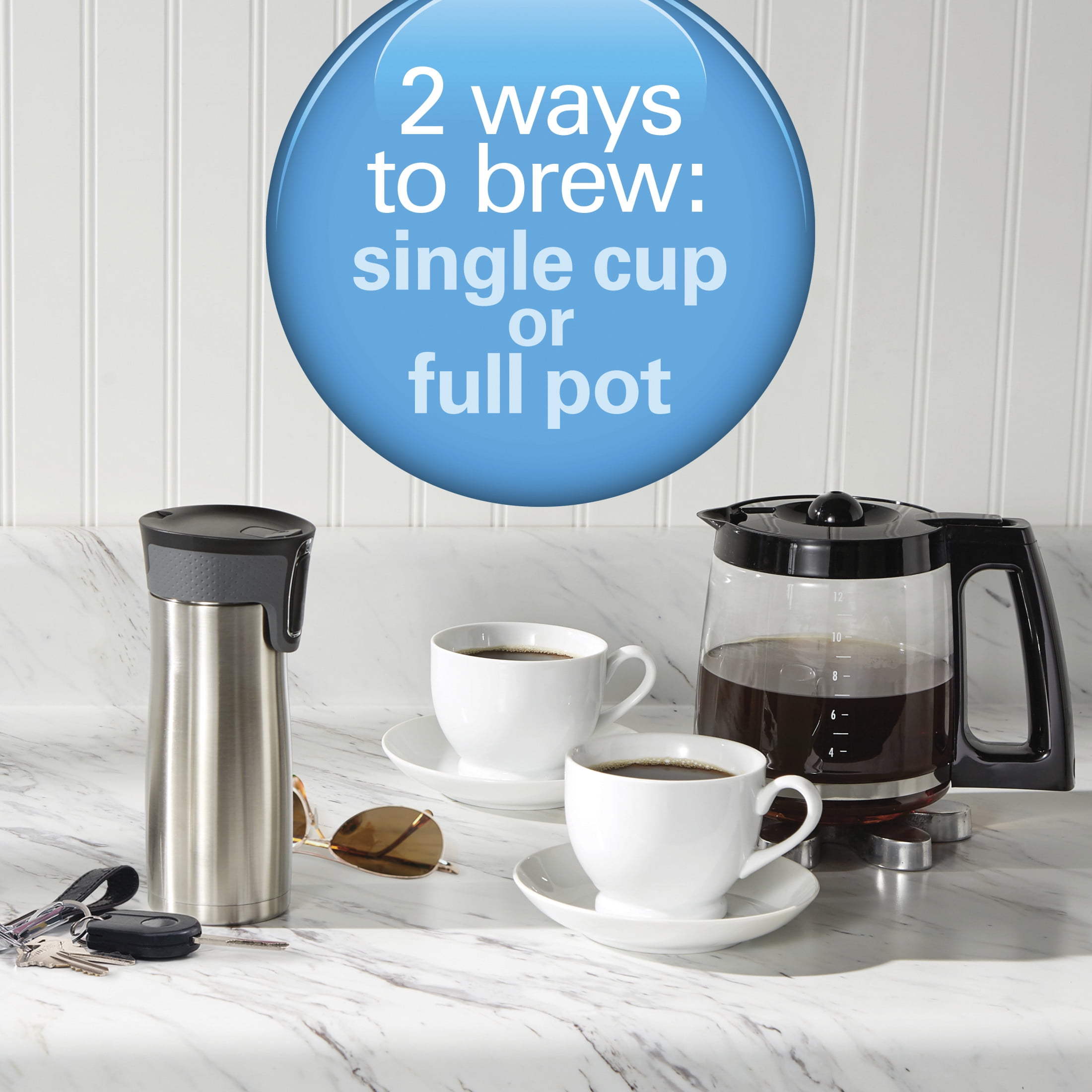 Hamilton Beach 2-Way Programmable Coffee Maker, Single Serve Coffee Maker & 12-Cup Coffee Pot, Black - Image 5