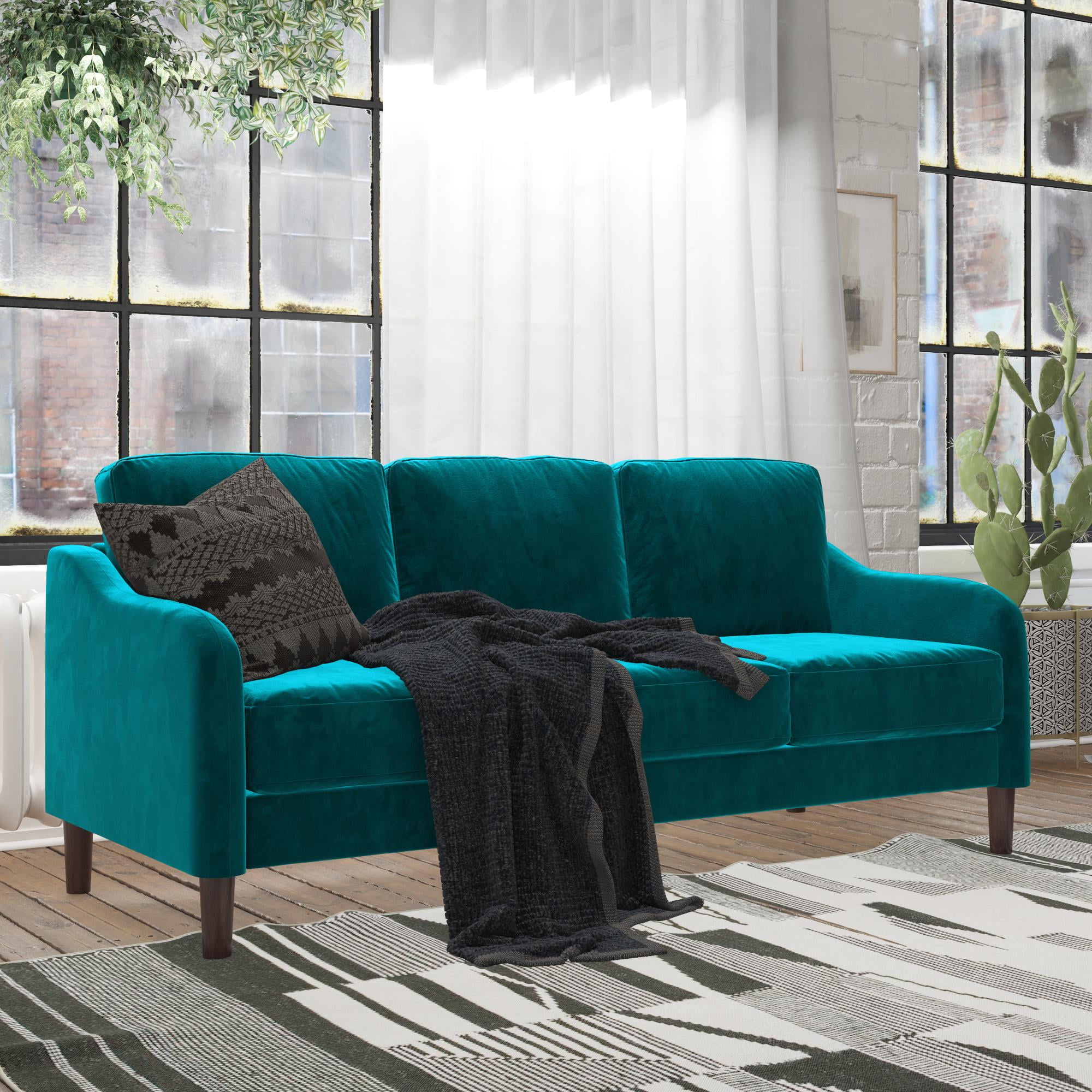 DHP Marbella 3-Seater Sofa Couch, Living Room Furniture, Green Velvet - Image 14