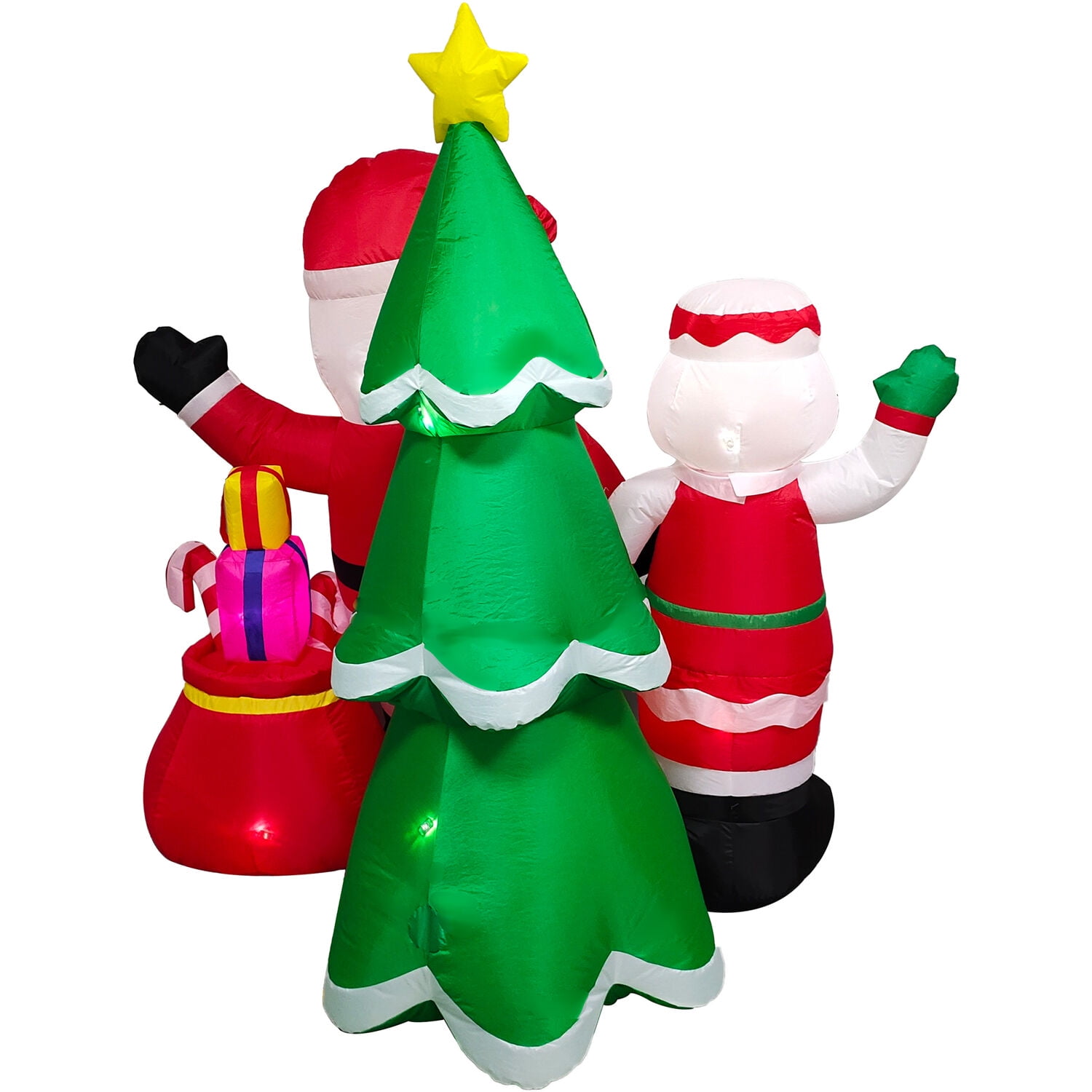 Fraser Hill Farm 6-Ft. Tall Pre lit Mr. and Mrs. Claus with Tree Inflatable with Music, FHFMRMRSCLS061-L - Image 5