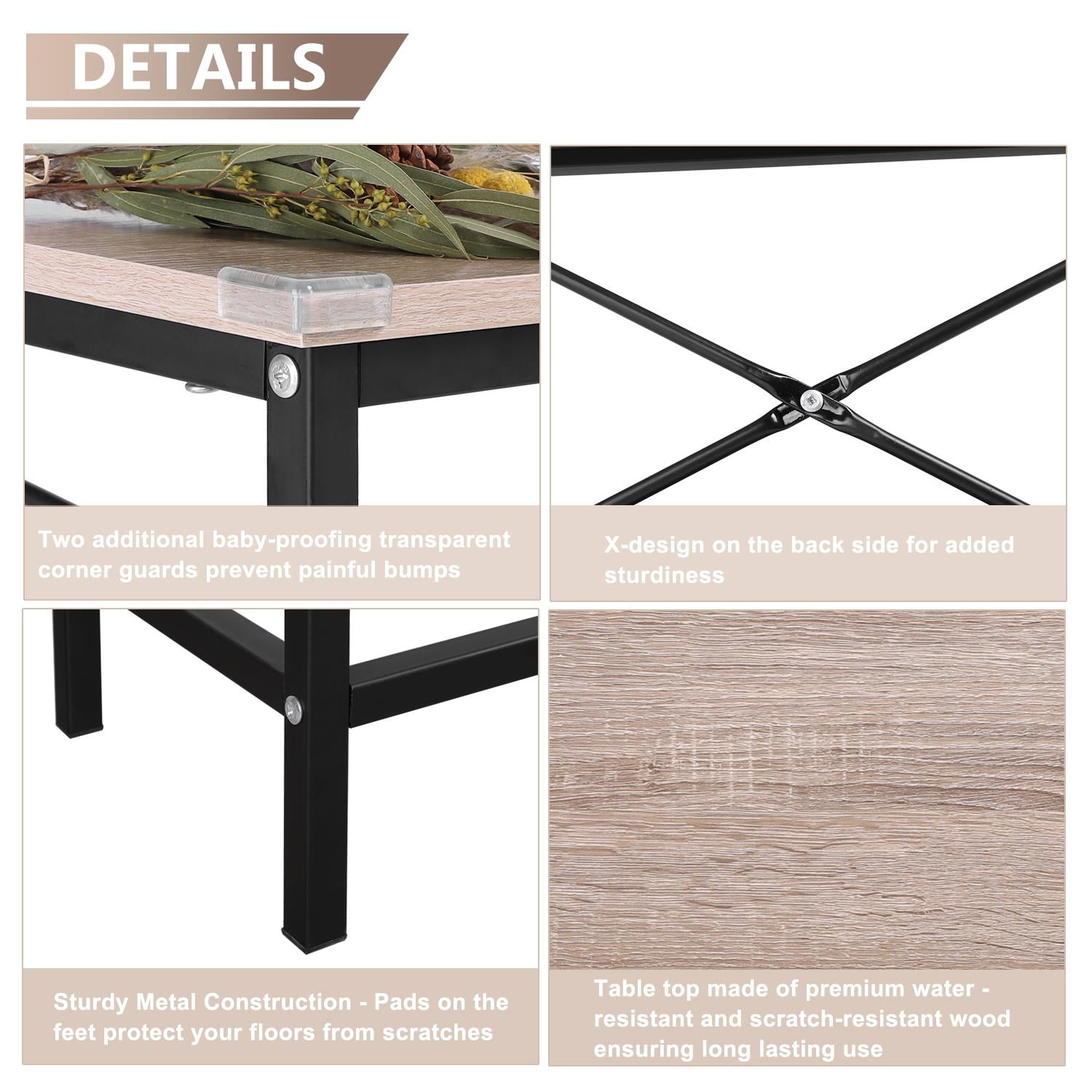 Ktaxon Console Table Sturdy Metal Frame Sofa Table TV Stand with Scratch-Resistant & Water-Resistant Wooden Top - Image 8